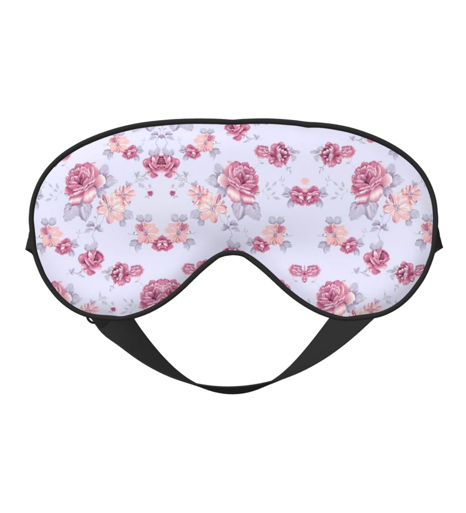 Red Roses Floral Print Silk Eye Mask - Night Light Blocking Blindfold for Men & Women - Buy Online on GoSupps.com