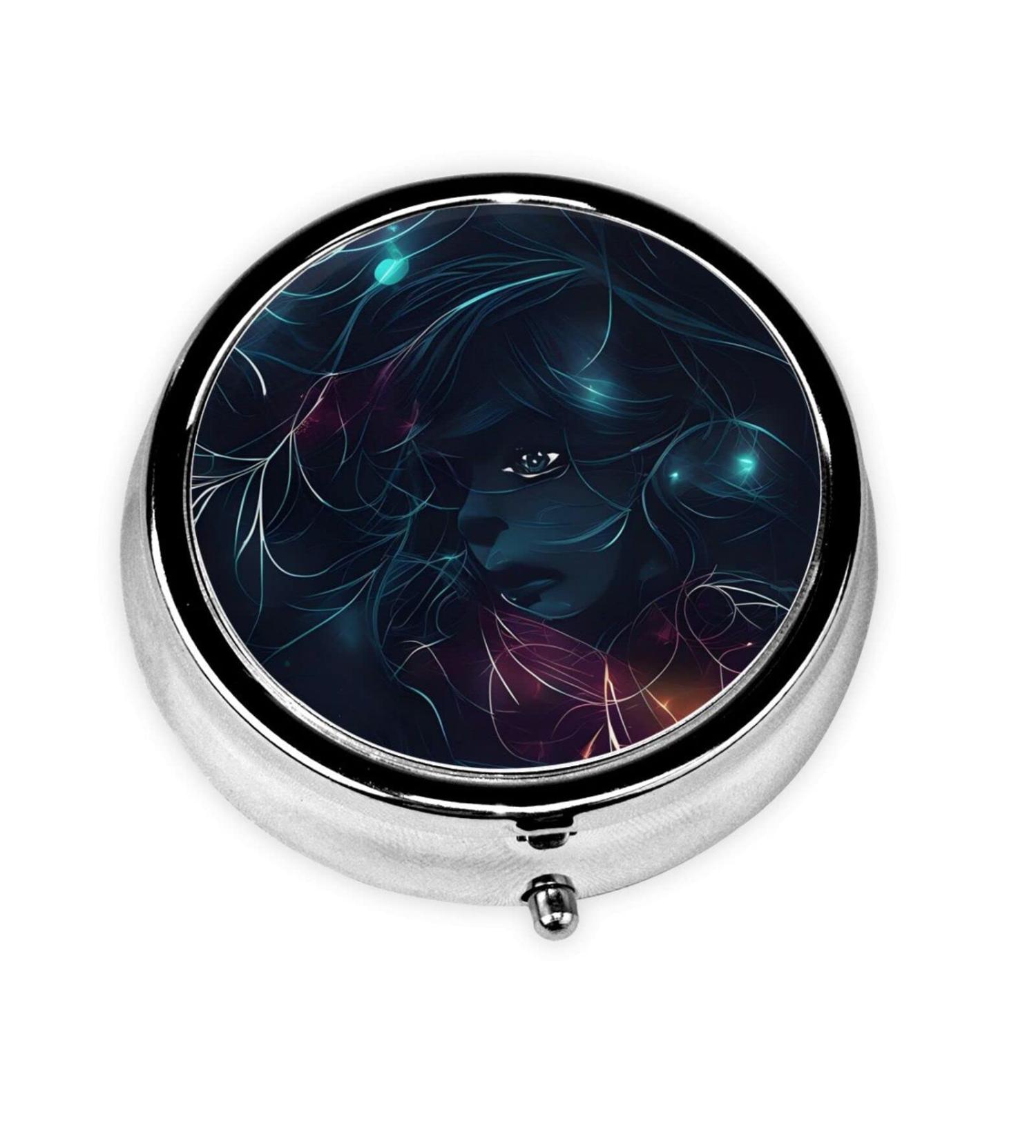 Girl in The Dream Round Pill Box - 3 Compartment Portable Organizer for Travel & Purse - Buy Online on GoSupps.com