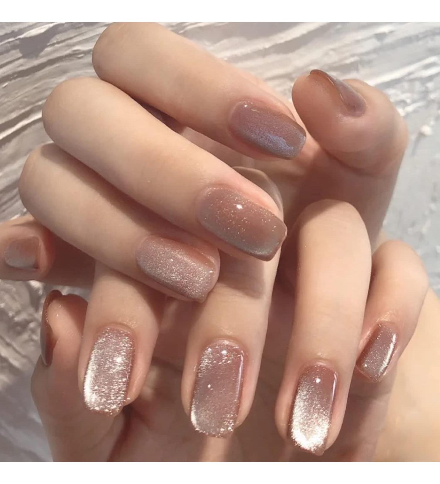 AHAMIOU Crystal Cat Eye Gel Polish Kit - Magnetic Holographic Cats Eyes Nail Polish Set with Diamond Glitter - Beige - Buy Online on GoSupps.com