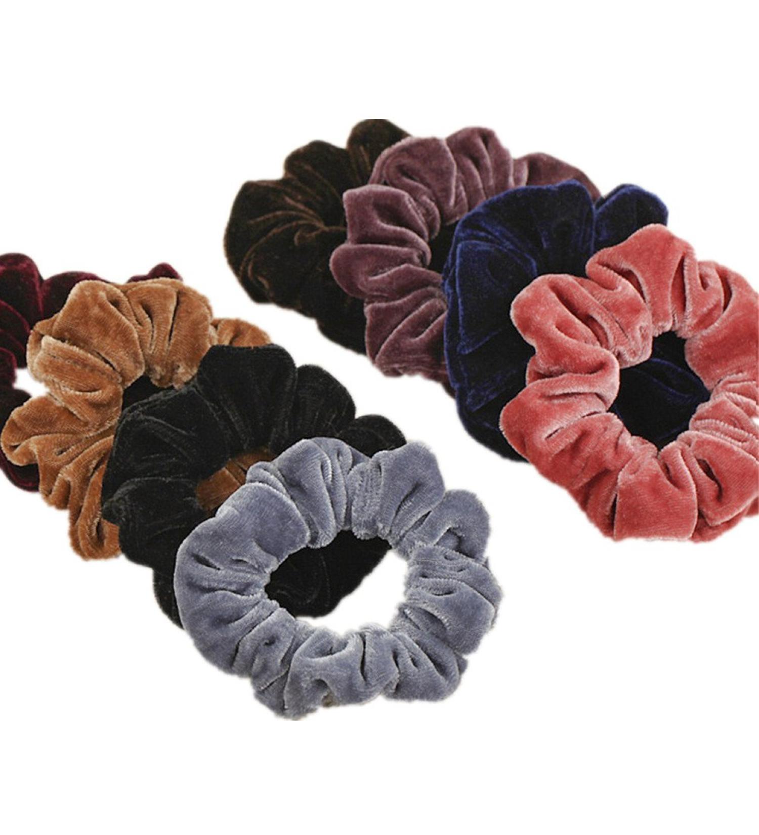 8PC Cuhair Velvet Hair Scrunchies Set for Women & Girls | Metal-Elastic Hair Bands & Accessories - Buy Online on GoSupps.com
