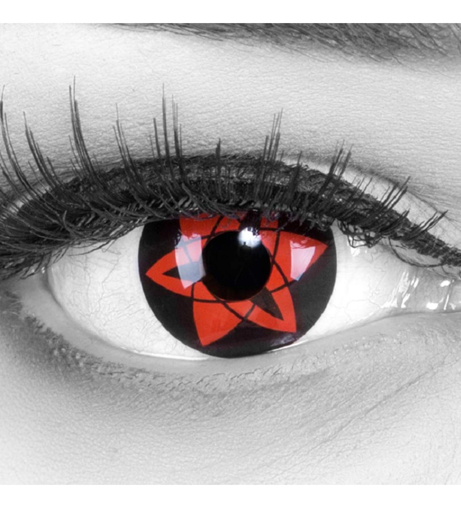 Buy Sasuke Mengkyu Colored Red Sharingan Contact Lenses | Top Quality for Carnival & Halloween | Free Lens Tank | -5.00 Diopters - Buy Online on GoSupps.com