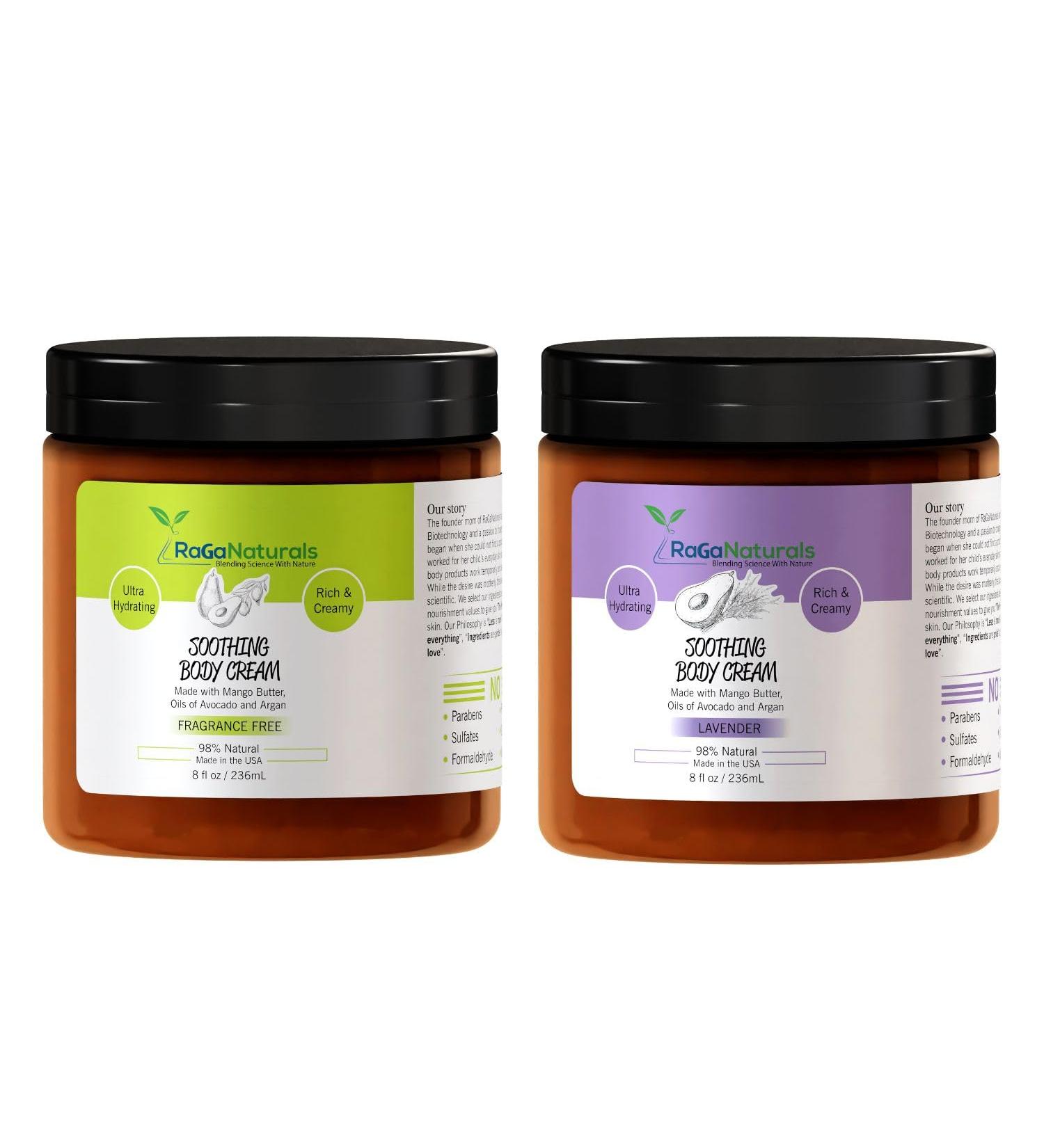 Fragrance Free and Lavender Face and Body Cream All Natural Ultra Rich Body Butter Cream for Women Men and Kids - 8fl oz - Buy Online on GoSupps.com