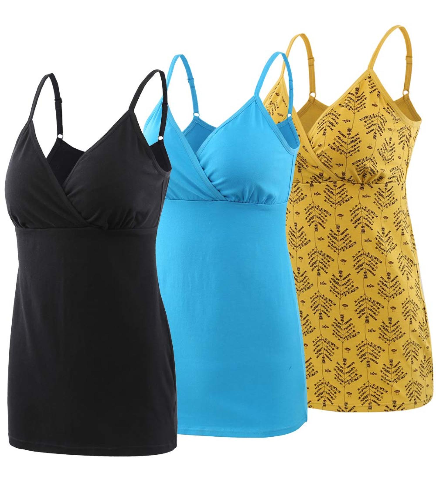 Manci Nursing Top Tank Cami Maternity Pajama Sleep Bra | Women's Cotton | Black/Yellow/Blue - Large - Buy Online on GoSupps.com