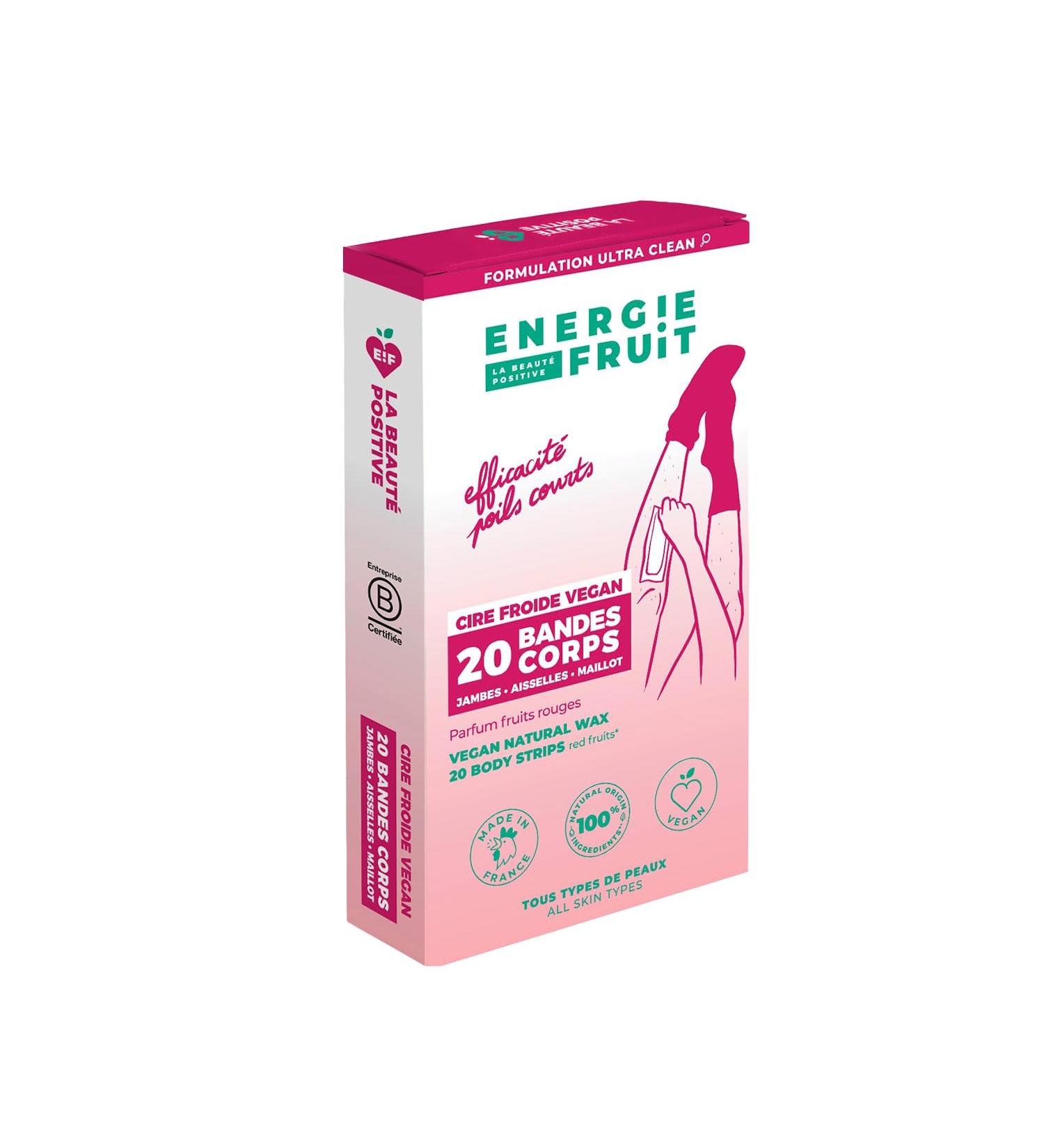 ENERGY FRUIT Vegan Cold Wax Strips - 20 Body Strips for Perfect Finish on Legs Armpits & Jersey - Short Hair Removal Solution - Buy Online on GoSupps.com
