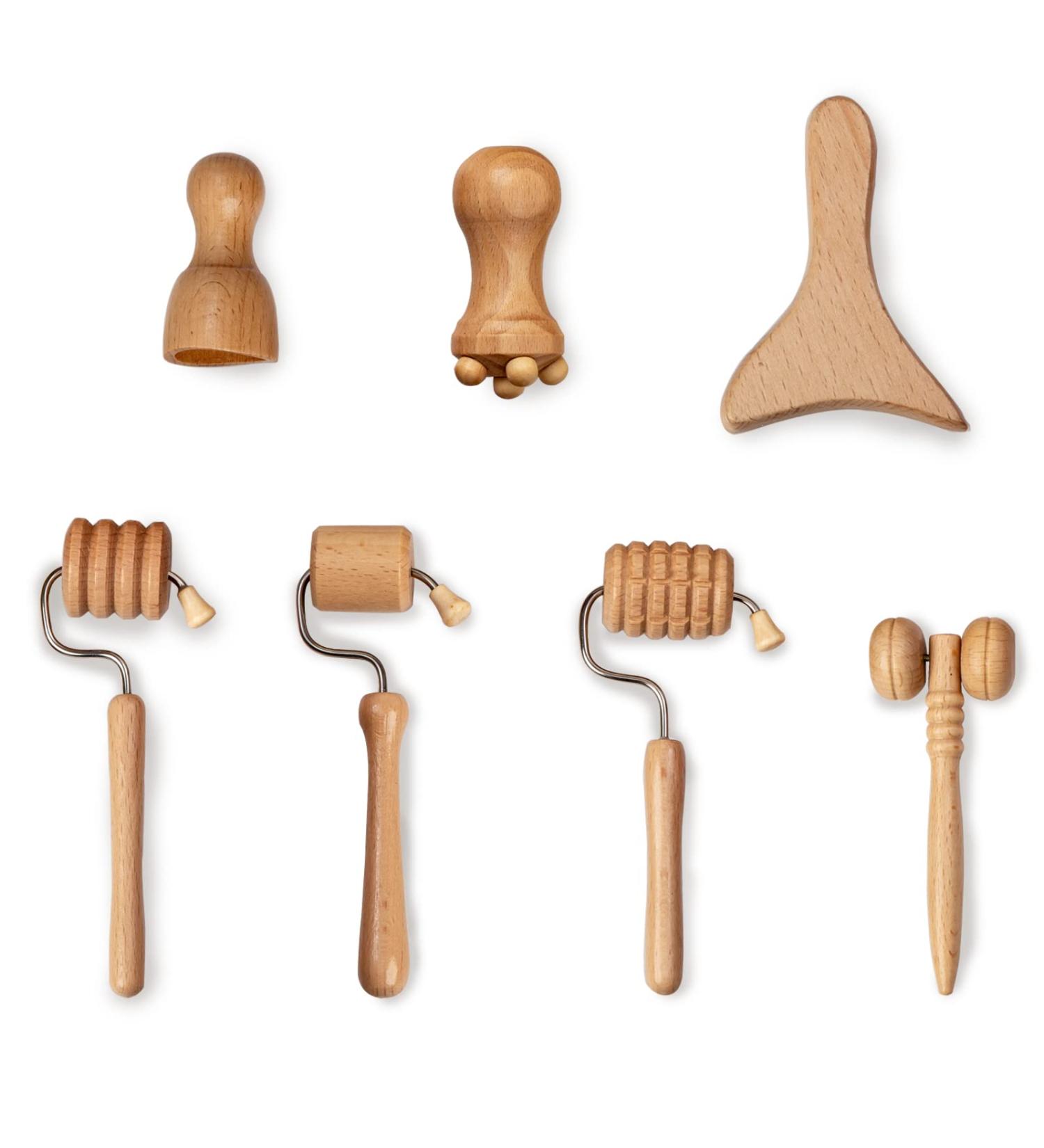 Wood Facial Therapy Kit: 7-Piece Maderoterapia Set for Face Sculpting, Anti-Aging, Wrinkles, and Puffiness - Wooden Facial Skin Massager - Buy Online on GoSupps.com