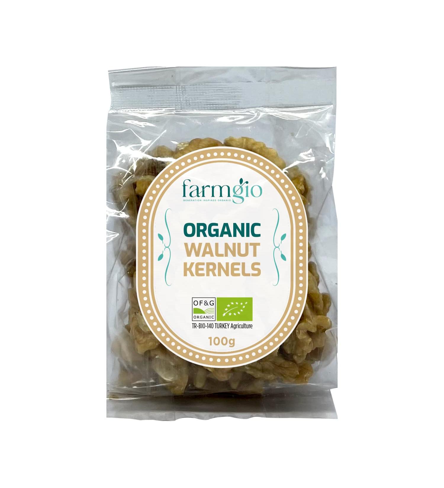 Farmgio Organic Walnut Kernels 5 X (100 g) | Vegetarians & Vegans | Certified Organic Agriculture | Zero Preservatives or Additives! - Buy Online on GoSupps.com