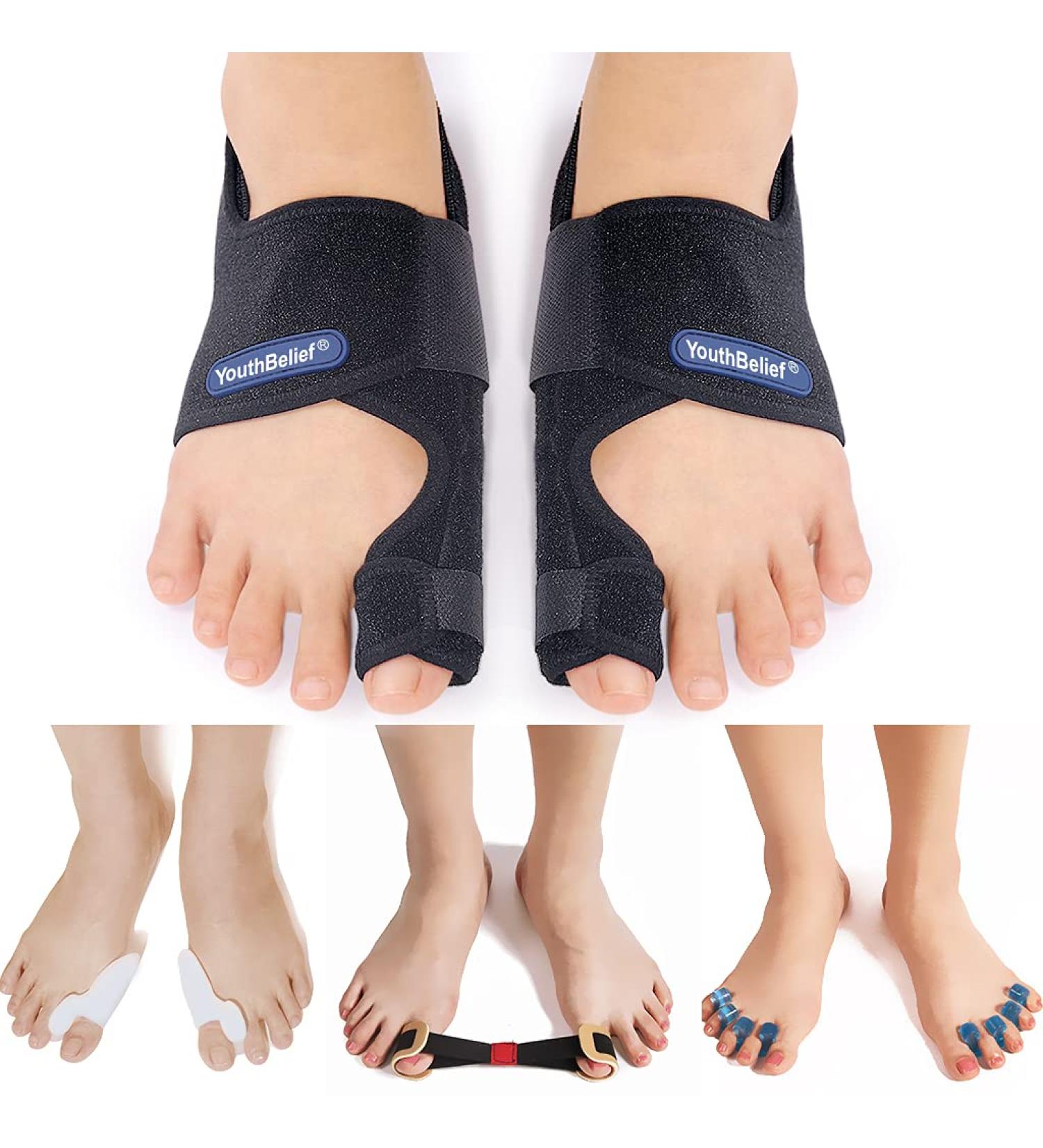 2023 Updated Toe Corrector Set - Bunion Splint & Toe Separator for Hallux Valgus - Orthopedic Bunion Brace with Exercise Strap - Pain Relief Kit (Free Black) - Buy Online on GoSupps.com