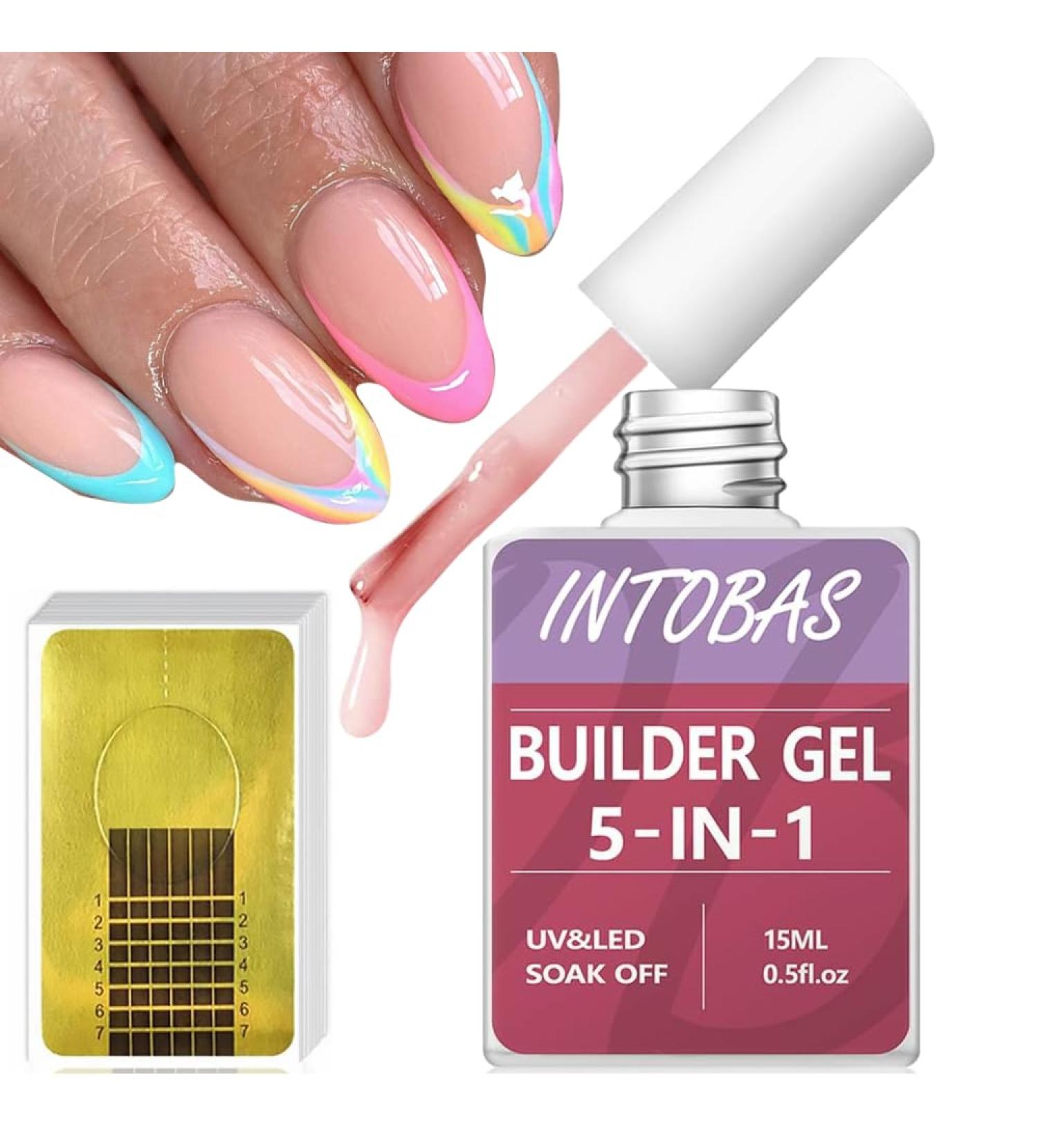 Intobas 5-in-1 Builder Gel for Nails - Nude UV Gel Nail Polish Set 100 Nail Shapes Perfect for Extensions and Nail Art - Buy Online on GoSupps.com