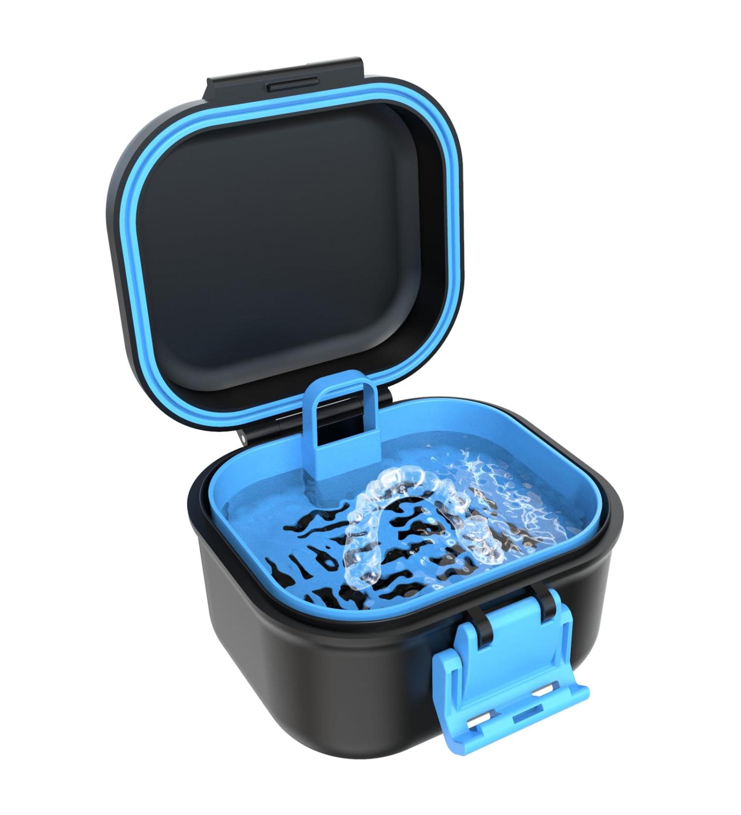 BVN Leak-Proof Prosthesis Box | Sustainable Denture Box with Sieve | Ideal for All Ages - Black & Blue - Buy Online on GoSupps.com