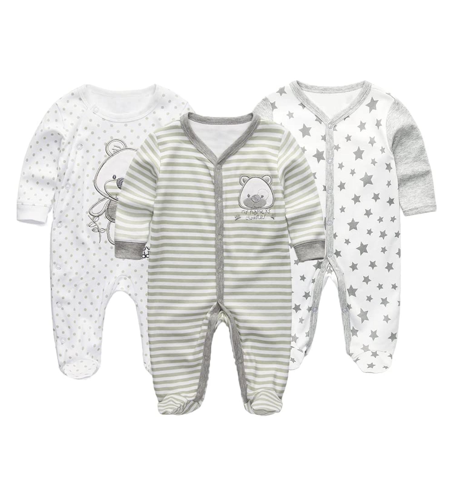 MAMIMAKA Baby Clothes: Cotton Footed Pajamas for Boys and Girls | 0-18 Months | Long Sleeve | Size: 0-3 Months | Color6 - Buy Online on GoSupps.com