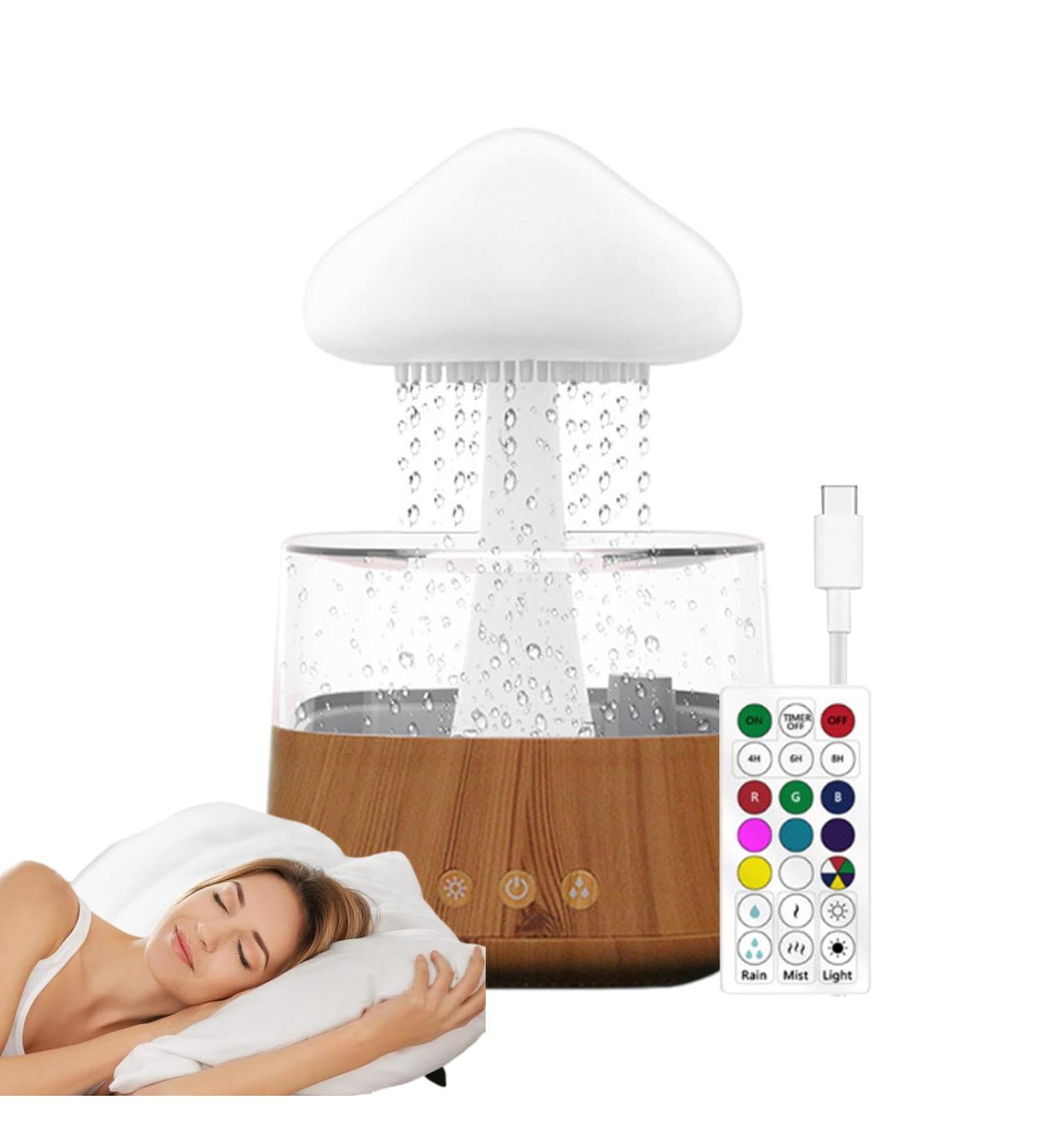 Cloud Diffuser with Rain Colorful Raining Cloud Night Light | Colorful Remote Control Raining Cloud Night Light with Charging Cable for Workplace Ch08 Wood Grain With Remote Control - Buy Online on GoSupps.com
