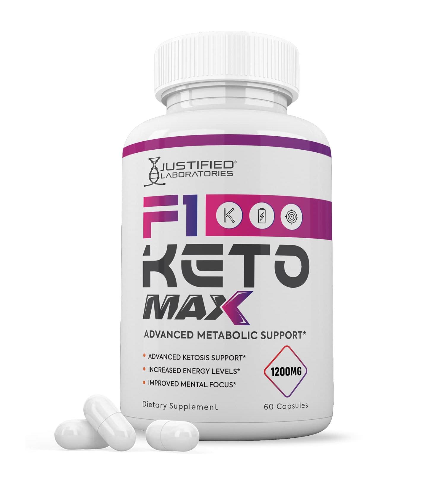 F1 Keto Max 1200MG Pills with Apple Cider Vinegar & goBHB - Advanced Ketogenic Supplement for Ketosis Support - 60 Capsules - for Men & Women - 1 Pack - Buy Online on GoSupps.com