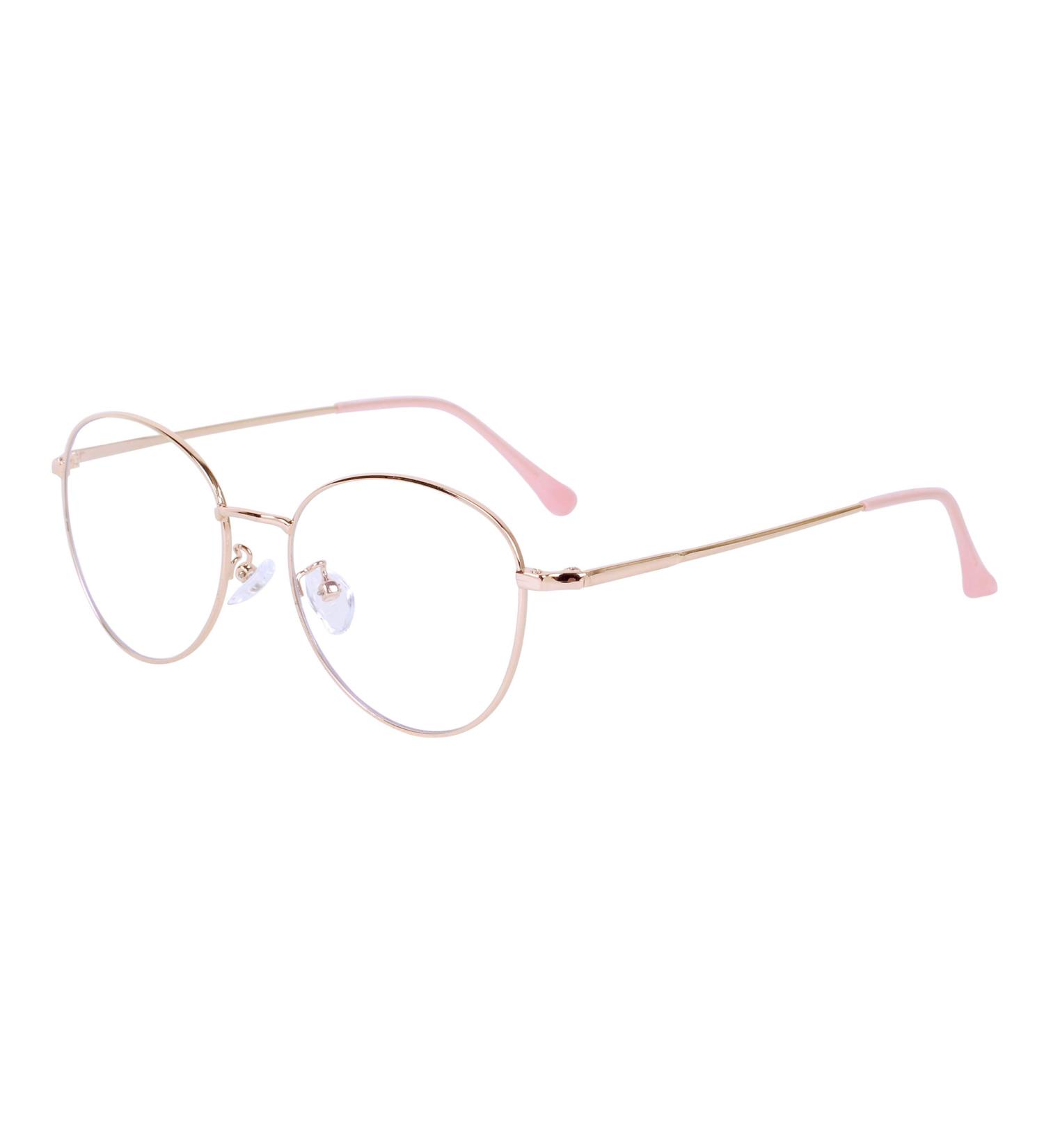 Joxigo Retro Round Metal Frame Computer Glasses Anti-Blue Light UV Protection No Strength Pink Gold with Case - Buy Online on GoSupps.com