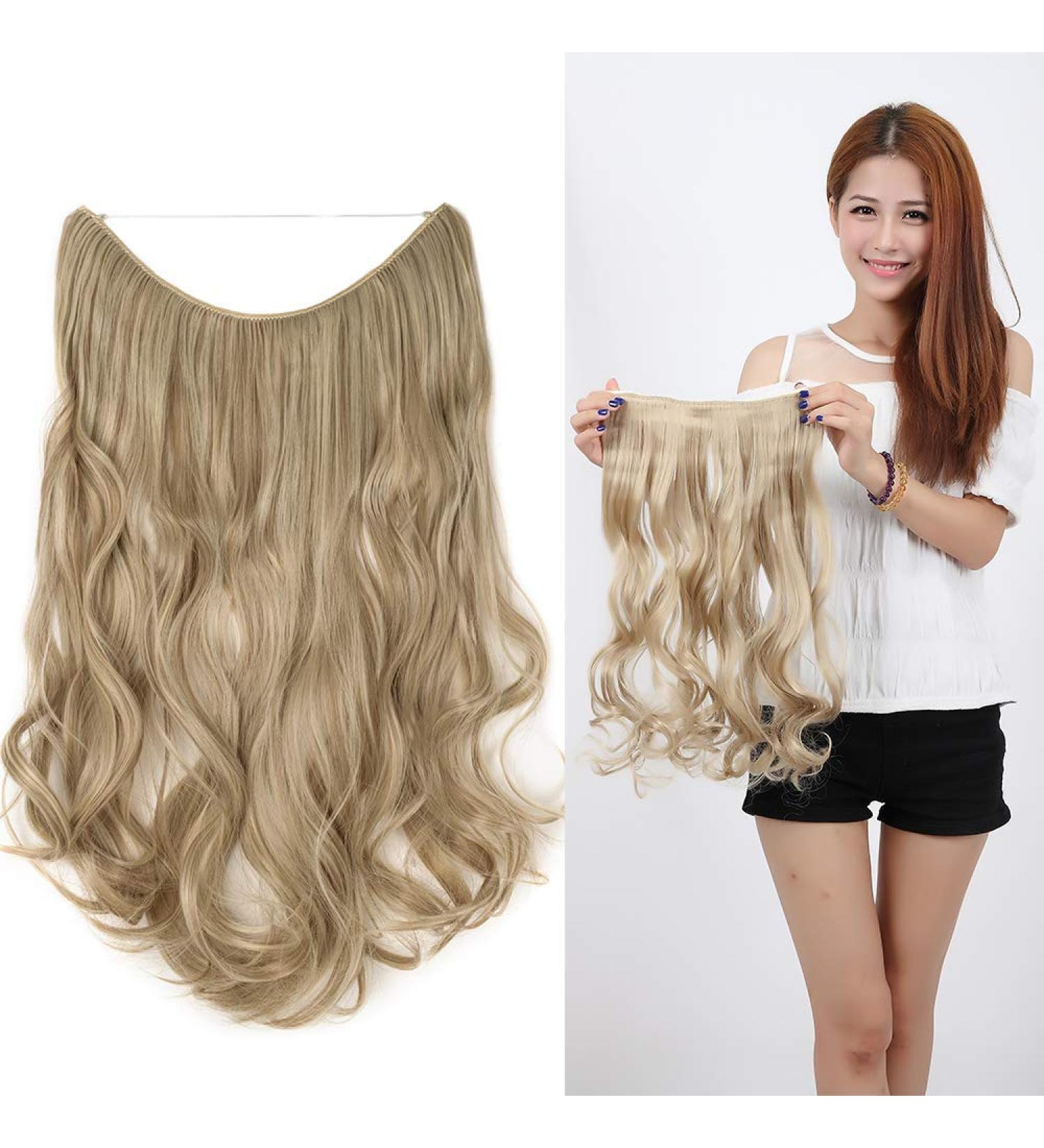 Silk-Co Honey Blonde Synthetic Hair Extensions - Adjustable Invisible Cord 50cm | Perfect for Women - Buy Online on GoSupps.com