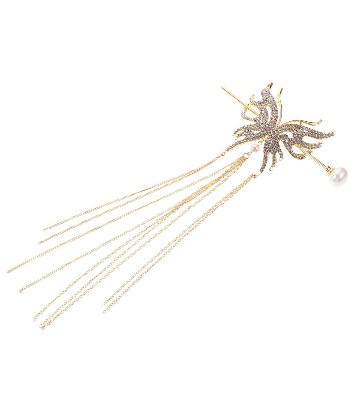 Housoutil Butterfly Pearl Hairpin Bride Headpiece Chinese Hair Bun Sticks Butterfly Hair Chopsticks Pearl Hair Barrettes Butterfly Hair Cuffs Bridal Hair Pin Headband Alloy Women's Simple - Buy Online on GoSupps.com