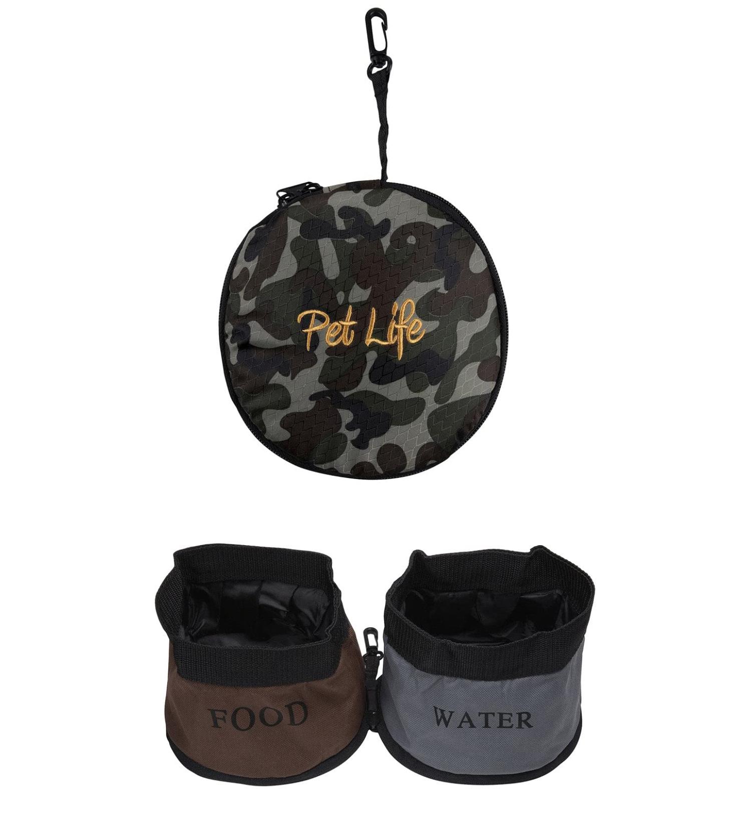 PET LIFE Collapsible Waterproof Dual Folding Travel Bowl - Camouflage, One Size - Buy Online on GoSupps.com