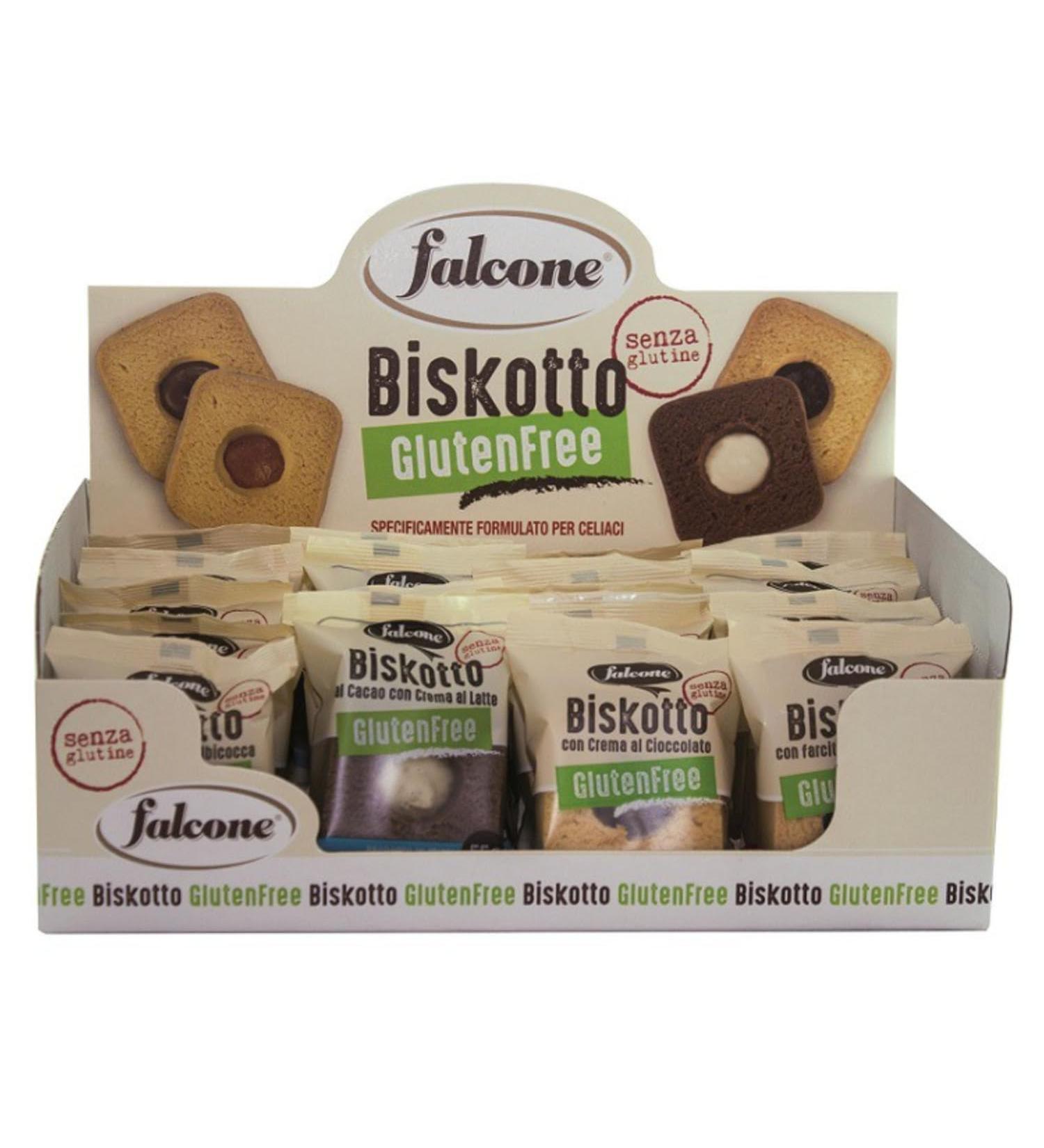 Falcone | Biskotto | Assorted Gluten-Free Biscuit Box | 24 Gluten-Free Biscuits: Cocoa Milk Cream Cherry and Apricot Flavors - 1320 g - Buy Online on GoSupps.com