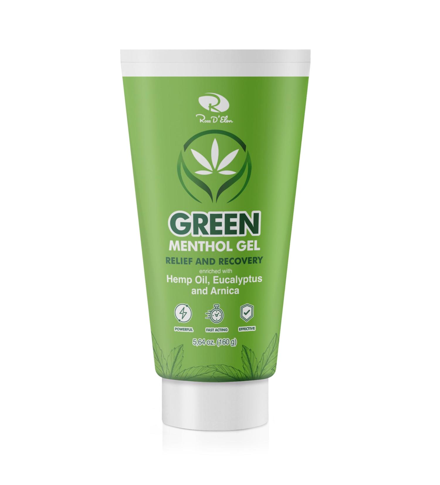 Ross D Elen Green Menthol Relief & Recovery Gel XL Tube with Massager - Premium Pain Relief for Instant Comfort - International Shipping Available - Buy Online on GoSupps.com