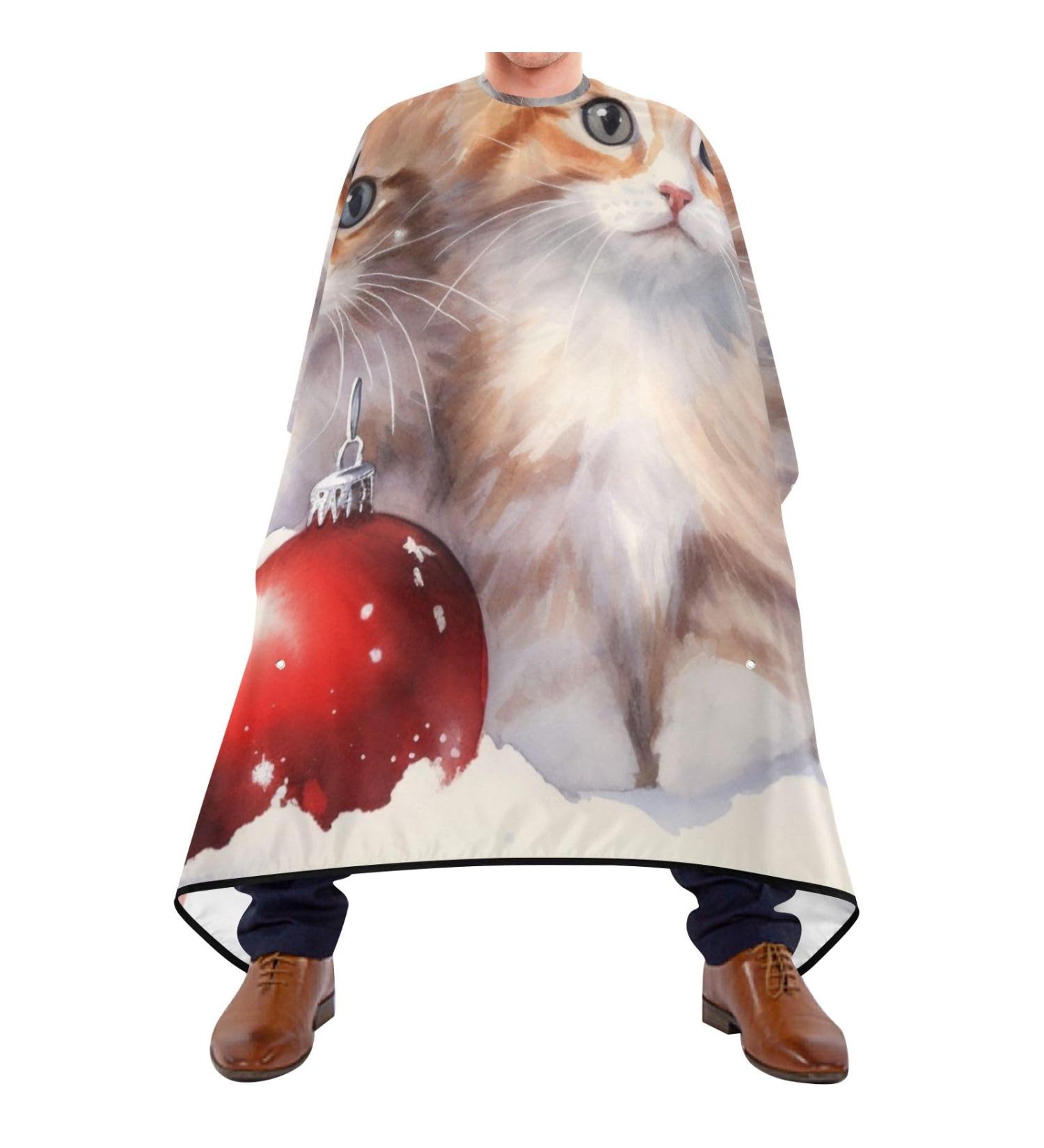 Waterproof Barber Cape - Christmas Cat Pattern & Cheetah Haircut Bib for Men & Women | Unisex Hair Cutting Cape 20 - Buy Online on GoSupps.com