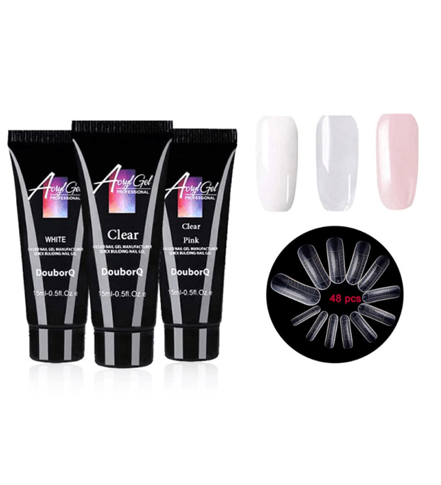 Anself Nails Extension Gel Kit - 3PCS 15ml Gel Nail Extension + 48Pcs Mold Tips - Quick Dry UV Builder Nail Gel with Glue - MT67-2 - Buy Online on GoSupps.com