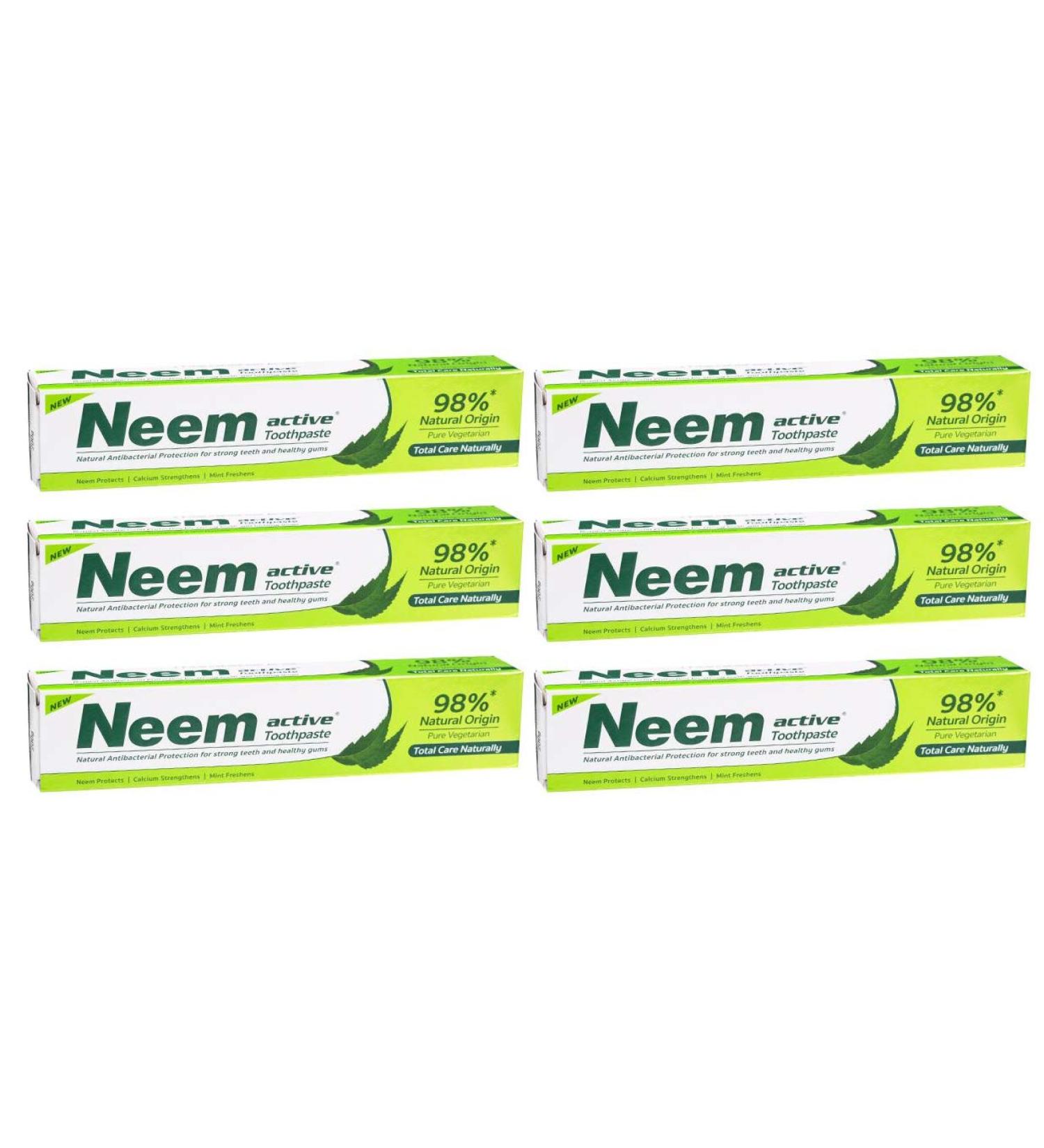 6 x Neem Active Toothpaste - Natural Herbal Oral Care 100g - International Shipping Available - Buy Online on GoSupps.com