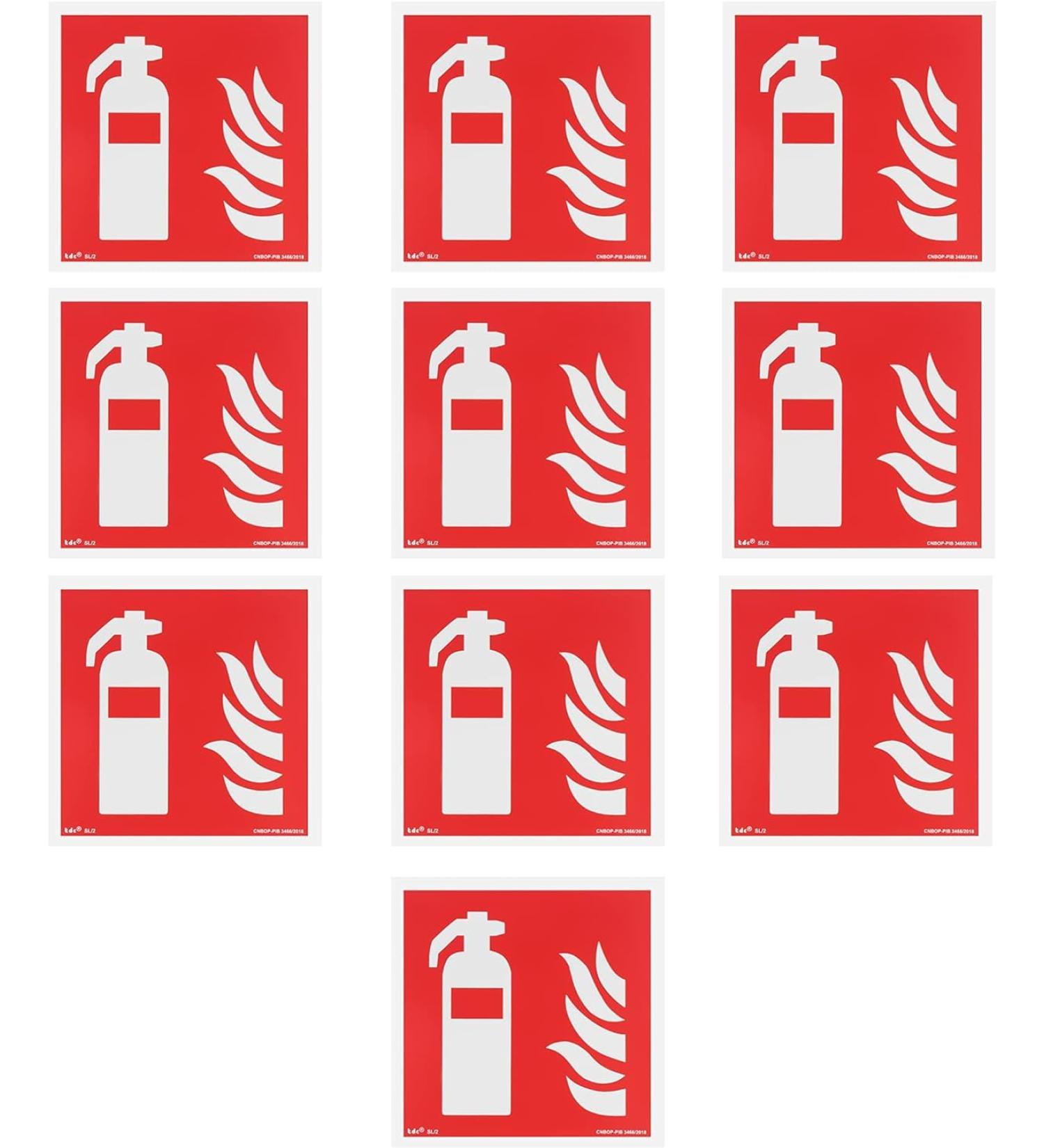 Buy Notlok Safety Work Fire Protection Sign - Fire Extinguisher (10 Pack) - DIN EN ISO 7010 Compliant - Long-Lasting PVC with High-Quality Adhesive Tape - 15x15 cm - Buy Online on GoSupps.com