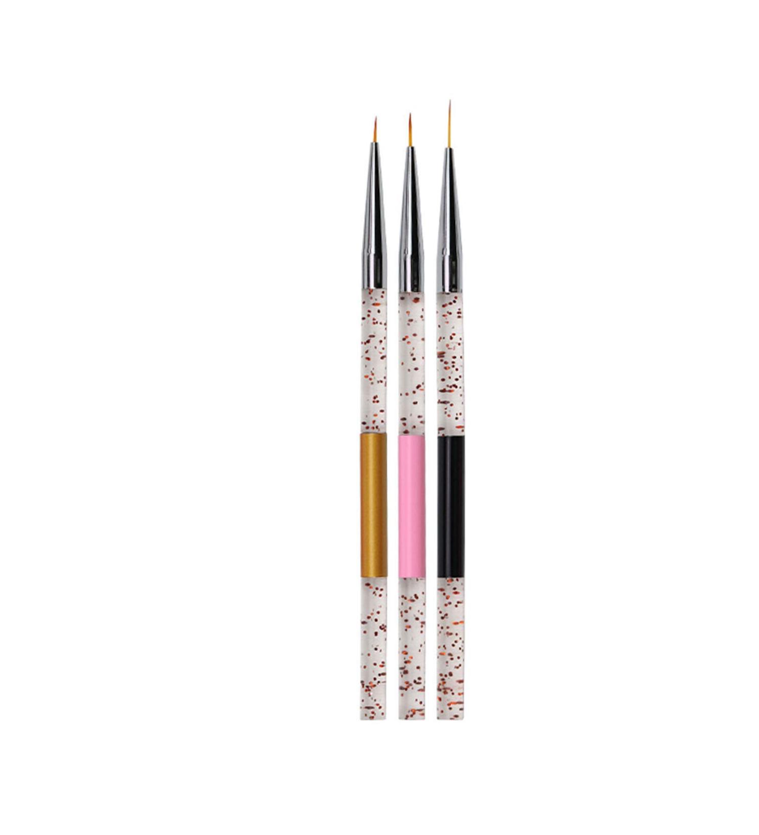 3pcs Nail Art Brush Set - Professional Painting Drawing & Dotting Tools for Stunning Nail Designs | International Shipping Available - Buy Online on GoSupps.com