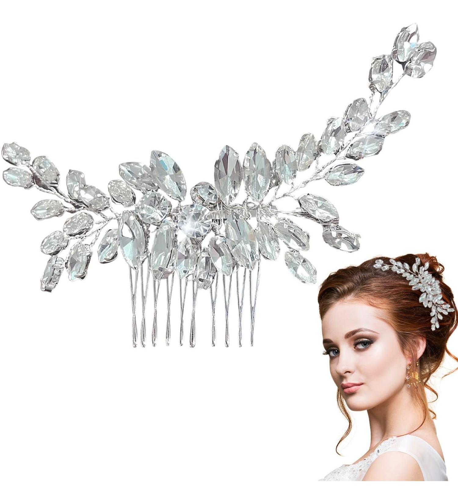 Crystal Bridal Hair Comb Bride Wedding Hair Comb Crystal Hair Vine Comb Bridal Hair Pieces Wedding Rhinestone Hair Side Comb Handmade Hair Accessories for Women and Girls Bride Wedding Headpieces - Buy Online on GoSupps.com