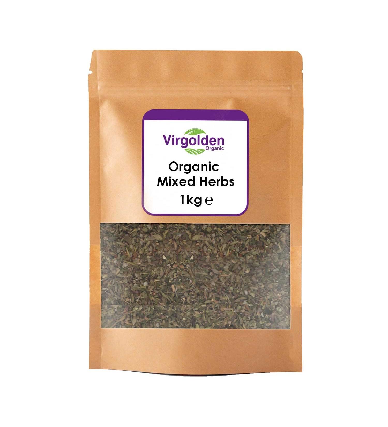 Organic Mixed Herbs 1kg by Virgolden Organic - Blend of Organic Dried Basil Thyme Oregano and Parsley - Buy Online on GoSupps.com