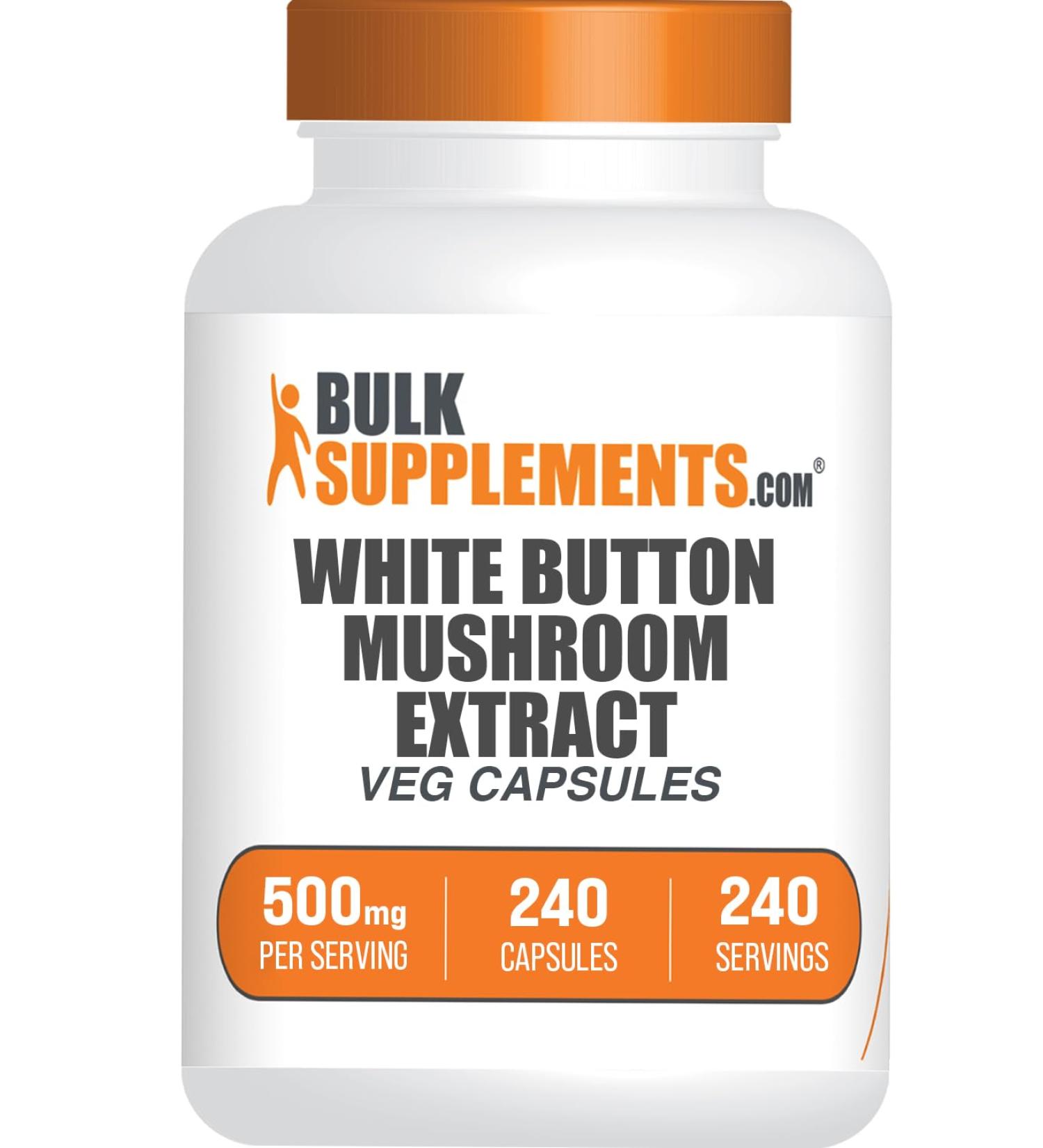 BulkSupplements.com White Button Mushroom Capsules - Mushroom Supplement Agaricus Mushroom Capsules - White Button Mushroom Extract Vegan 240 Count (Pack of 1) - Buy Online on GoSupps.com