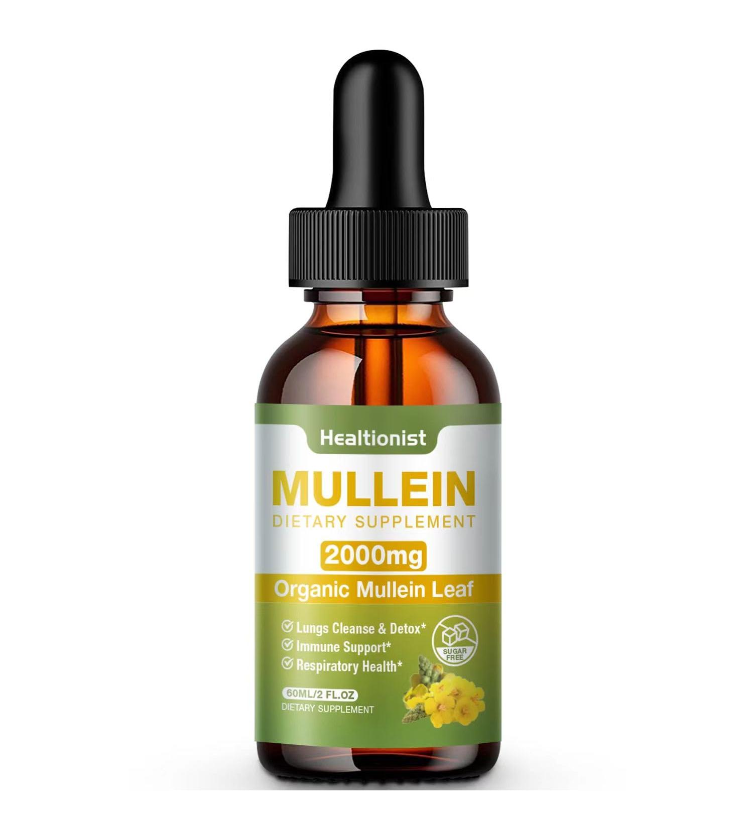 Buy Mullein Drops for Lungs - Immune Support Herbal Tincture 2 fl oz | Detox & Respiratory Health Supplement - Buy Online on GoSupps.com