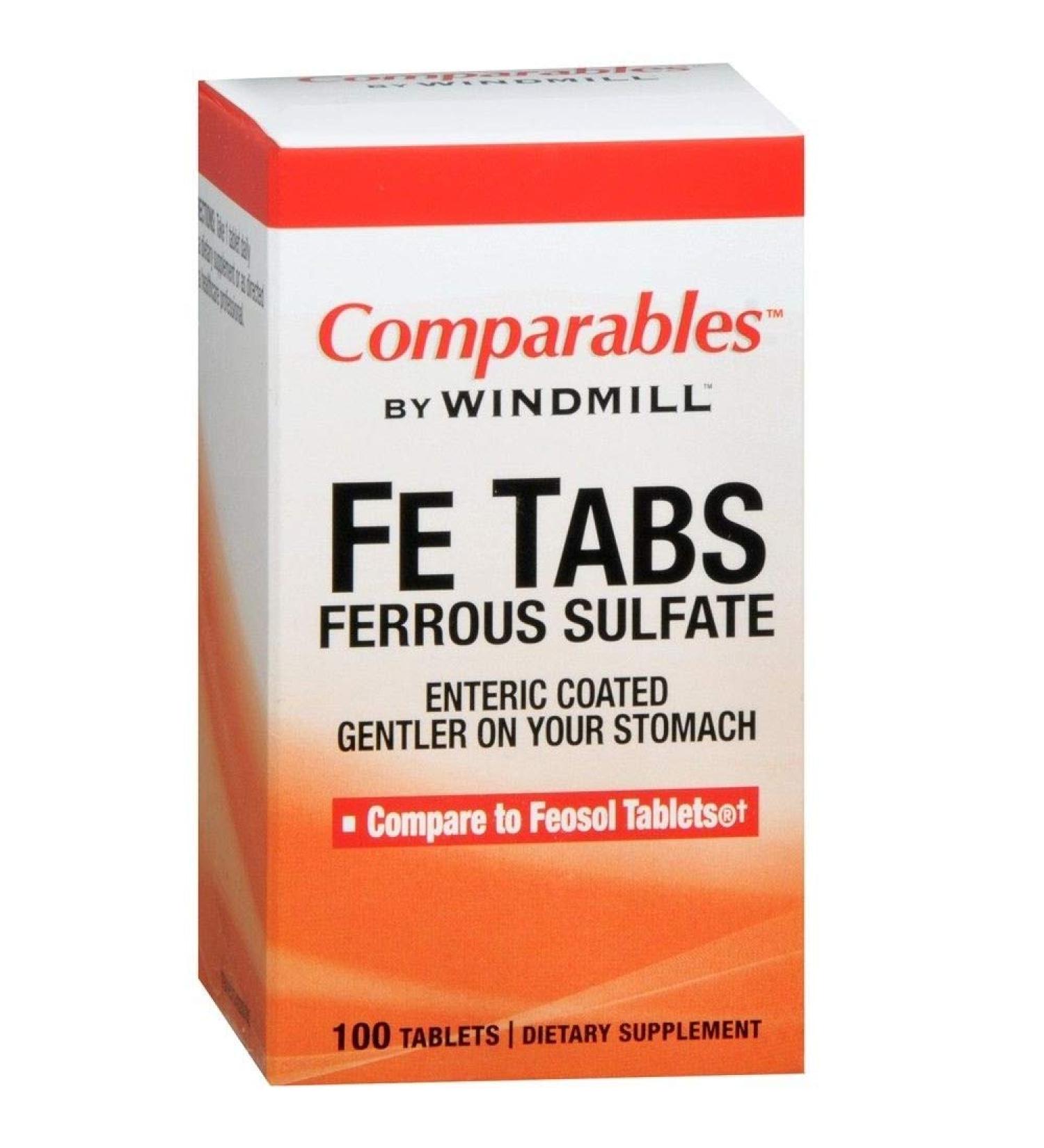 Comparables By Windmill Fe Tabs Ferrous Sulfate Tablets 100 Tablets