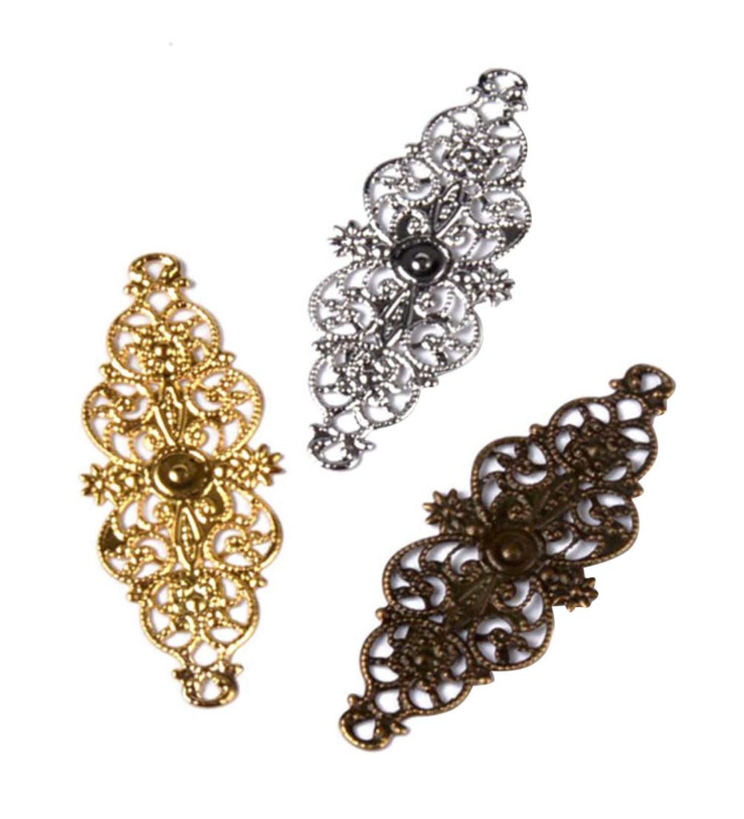 Metal Hair Clips 36pcs Filigree Pendant Charms Metal Laminate Decoration DIY Jewelry Craft Making Accessories for Hairpin Jewelry - Buy Online on GoSupps.com