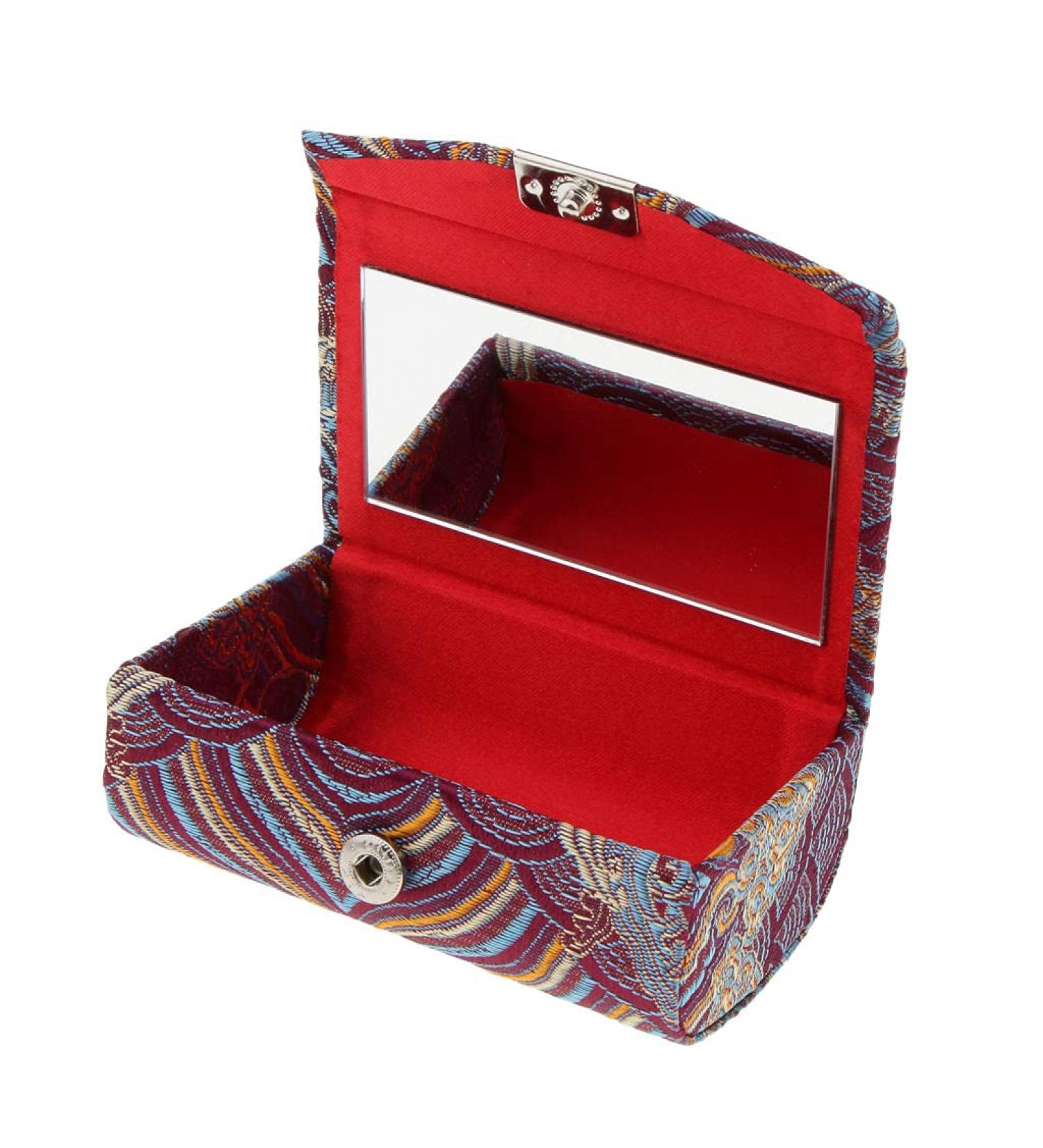 Oshhni Retro Holder Box with Mirror - Chinese Costume Design Embroidered Lipstick Case - Camouflage - International Shipping Available - Buy Online on GoSupps.com