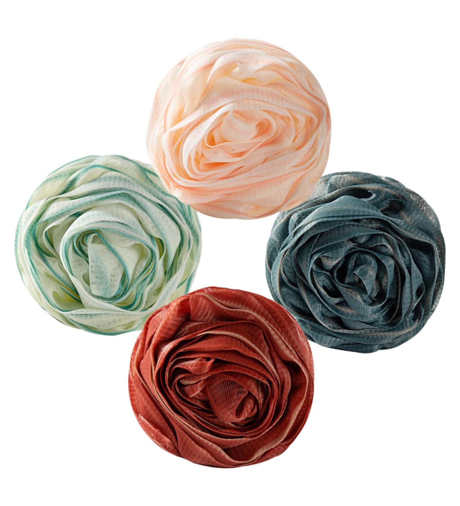 Buy Housoutil 4pcs Rose Bath Ball Loofah Sponge - Exfoliating Shower Pouf & Scrubber for Smooth Skin | International Shipping - Buy Online on GoSupps.com