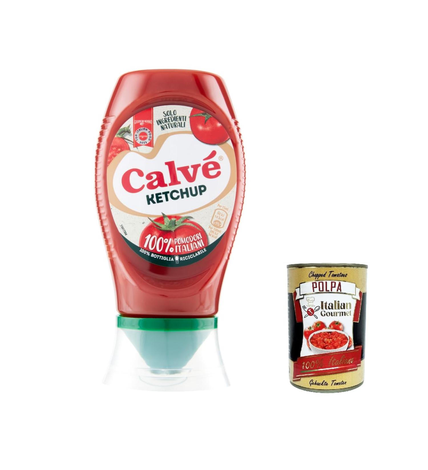 Calv Ketchup Ketchup 100% Italian Tomato Ketchup 250ml + Italian Gourmet Polpa 400g (Pack of 6) - Buy Online on GoSupps.com