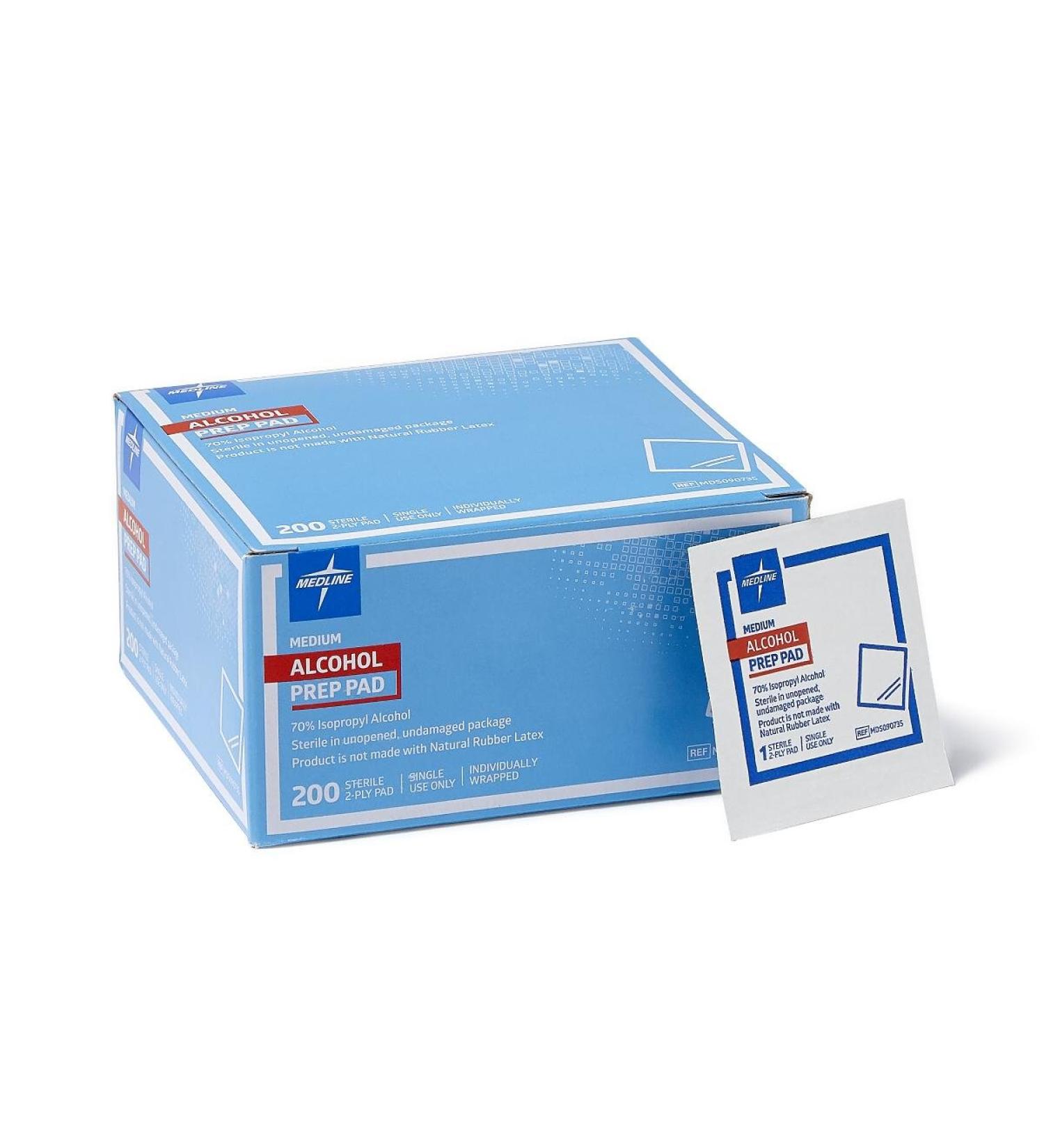 Medline Sterile 70% Isopropyl Alcohol Prep Pads - 200 Count - Buy Online on GoSupps.com