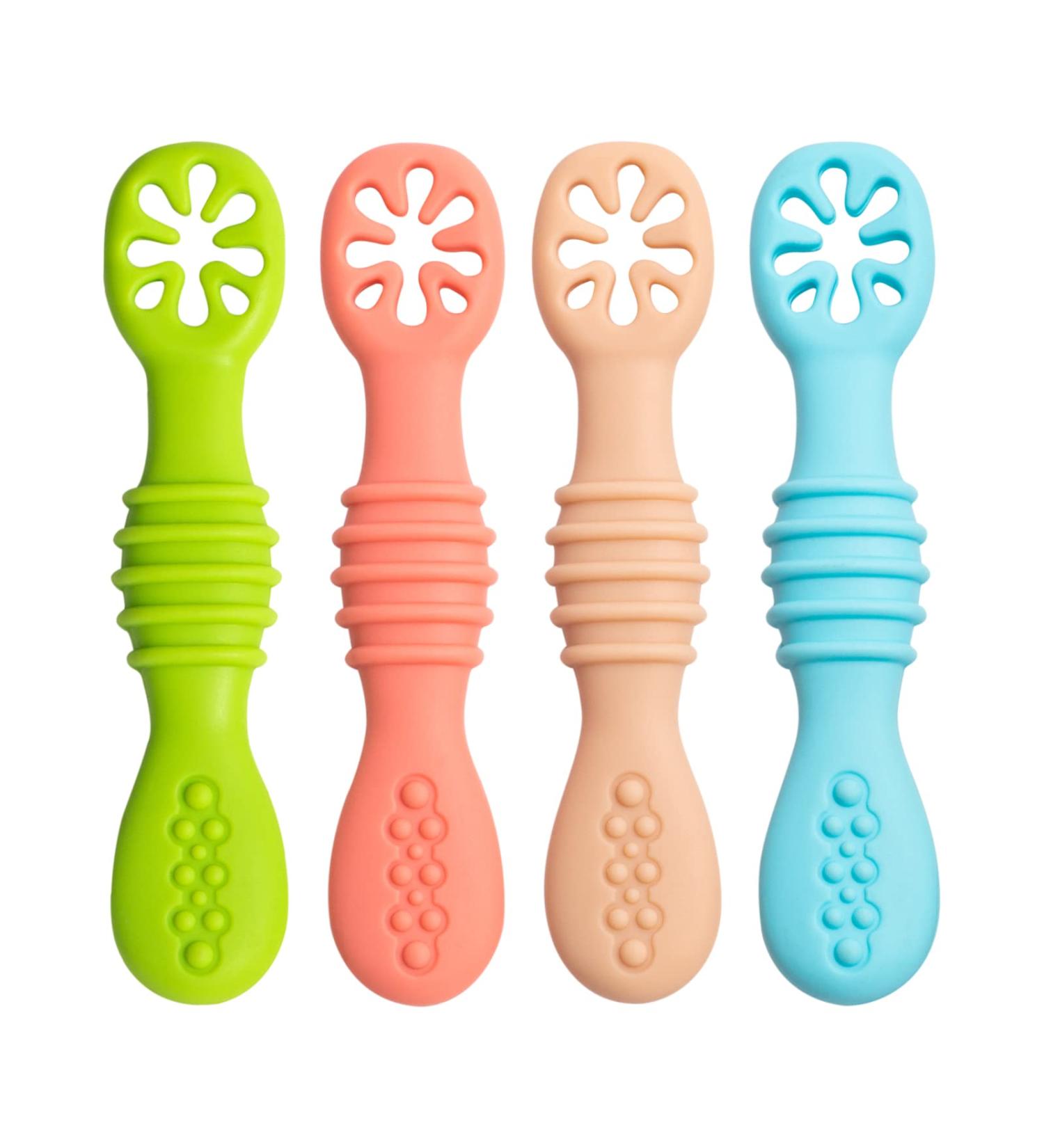 Babyl Open Baby Learning Spoon Set - 100% Soft Silicone BPA Free Feeding Utensils for Infants & Toddlers (4PCs) - Ideal for 4 Months+ - Buy Online on GoSupps.com