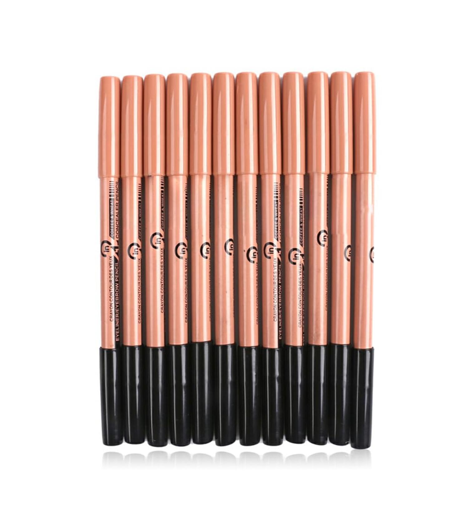 miduoidn 12 Pieces Eye Brown Pencil Double-headed Eyes Liner Concealer Pen Set Smudge-proof Make Up Presents for Professionals Brown Beige - Buy Online on GoSupps.com