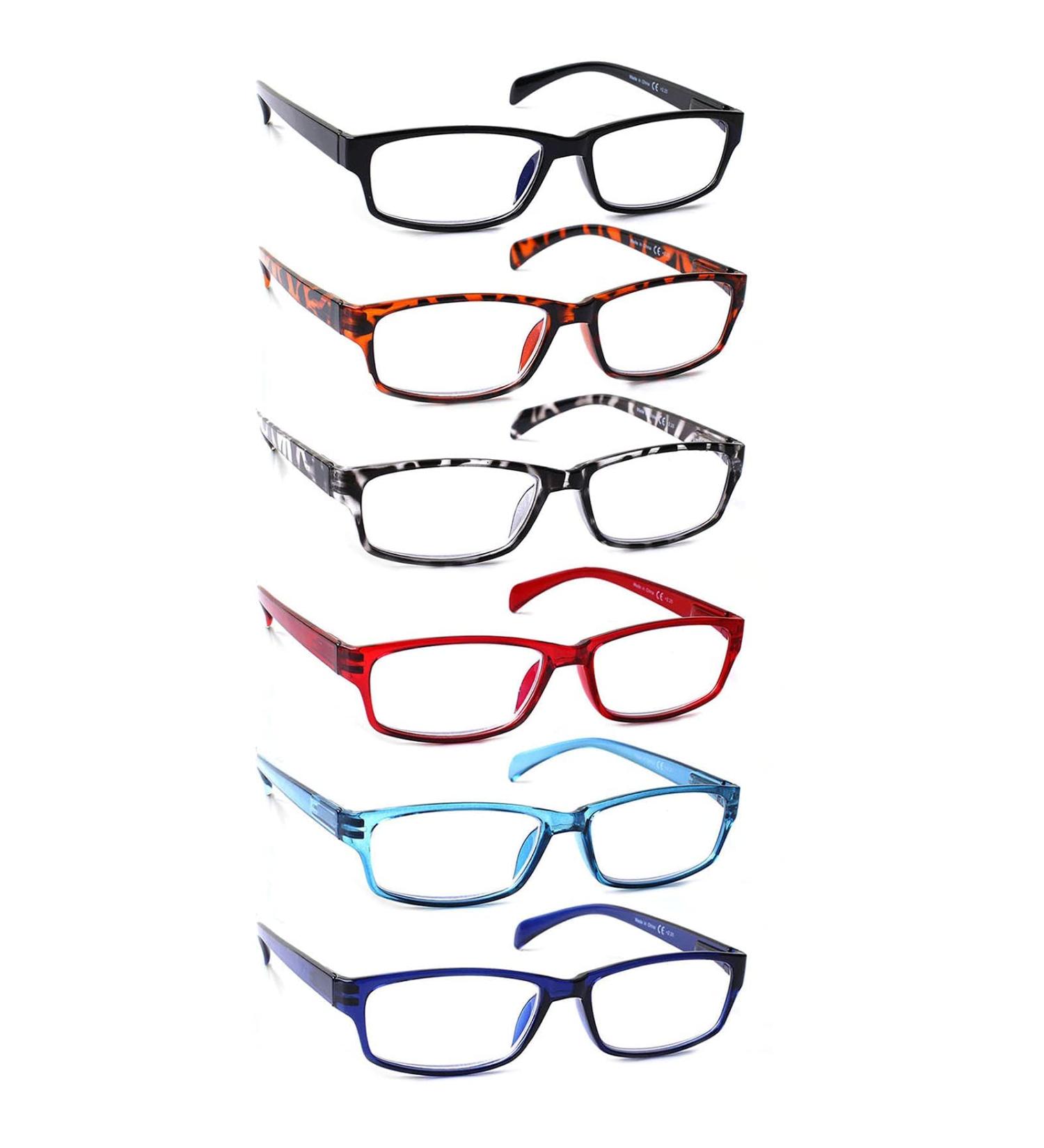JOSCHOO 6 Pack Computer Reading Glasses for Women & Men - Blue Light Blocking Spring Hinge Readers Mixed Colors - 1.75x - Buy Online on GoSupps.com