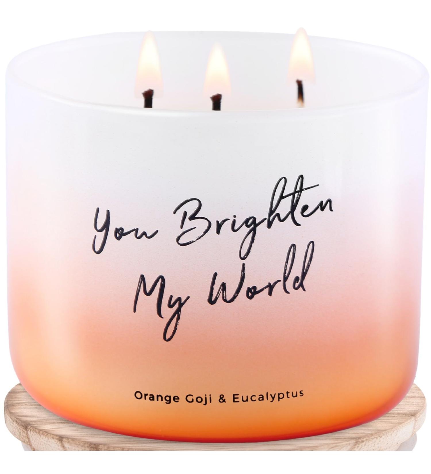 Orange Goji Eucalyptus Candle - 3 Wick Aromatherapy Stress Relief - Uplifting Scented Candle with Grapefruit & Berry - 15.8 oz Natural Soy Candle for Home - Perfect Gift for Women & Men - Buy Online on GoSupps.com