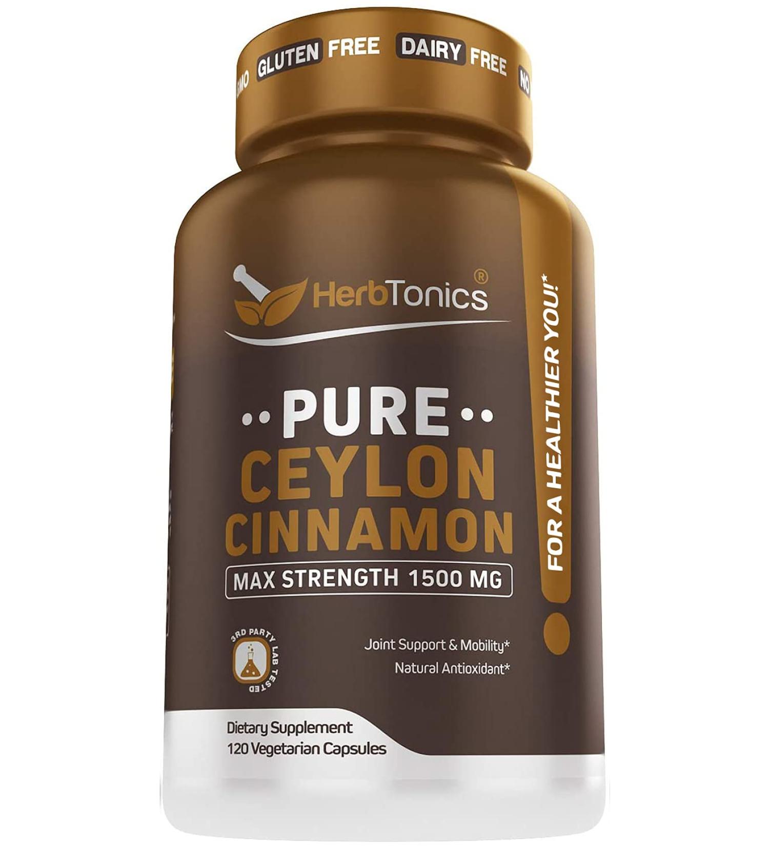 Ceylon Cinnamon Capsules 1500 mg - 120 Herb Tonics for Optimal Health - Buy Online on GoSupps.com