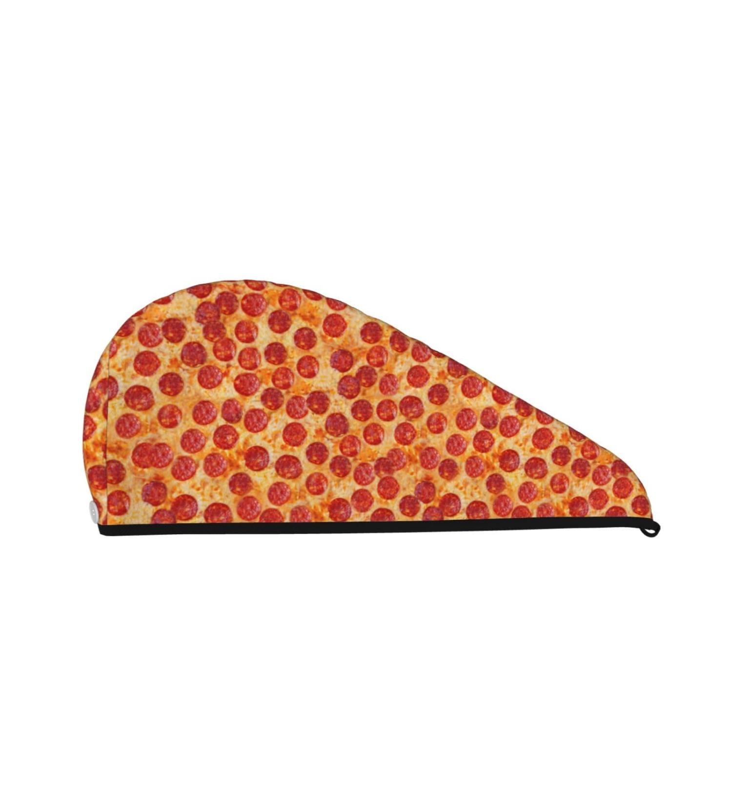 Fast-Drying Hair Towel Wrap | Button Design Towel Turban - Pizza Print - Buy Online on GoSupps.com