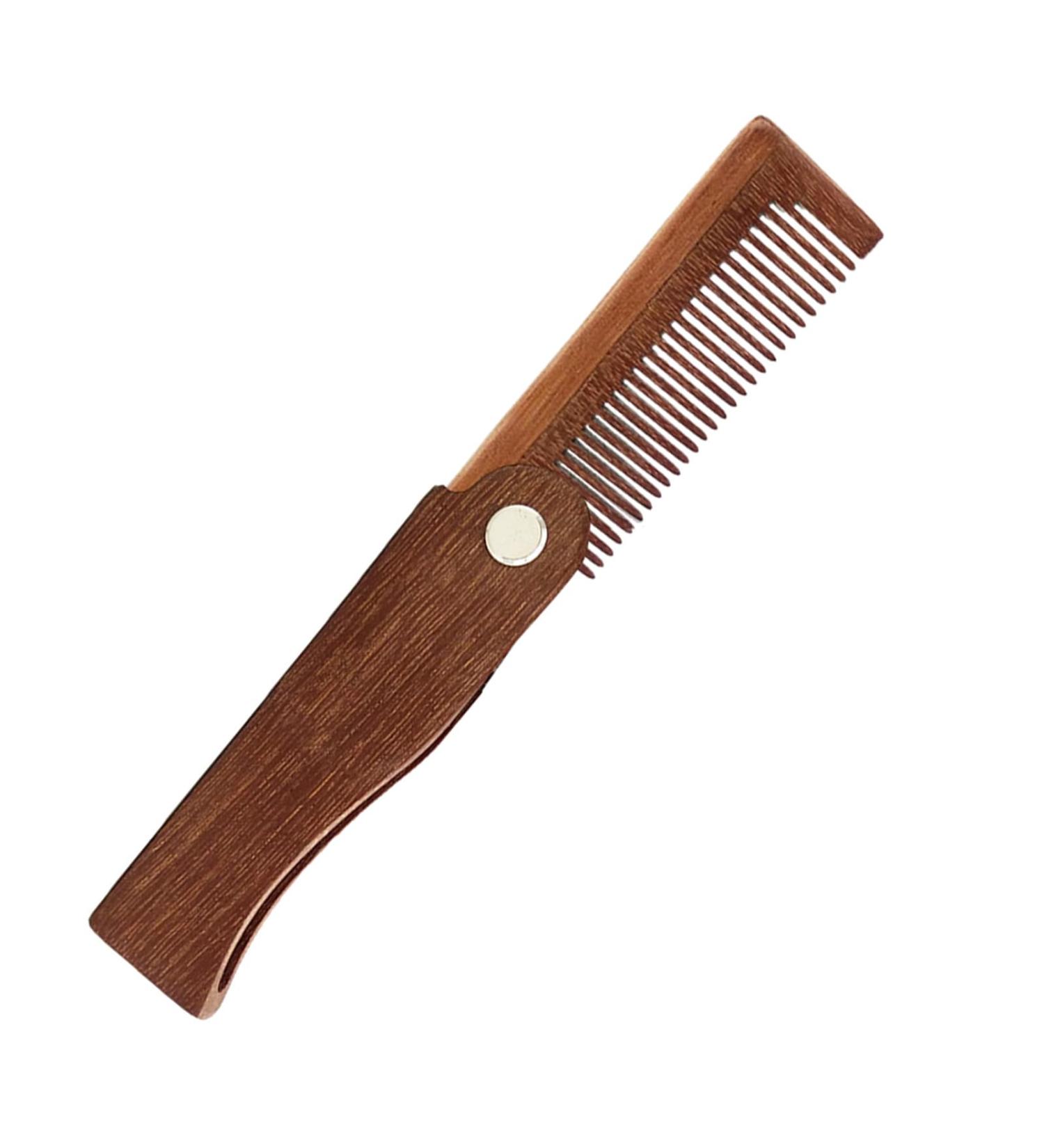 Premium Wooden Beard Comb & Mustache Comb for Men | Portable Antistatic Foldable Design | EWFAS Wood Color - Buy Online on GoSupps.com