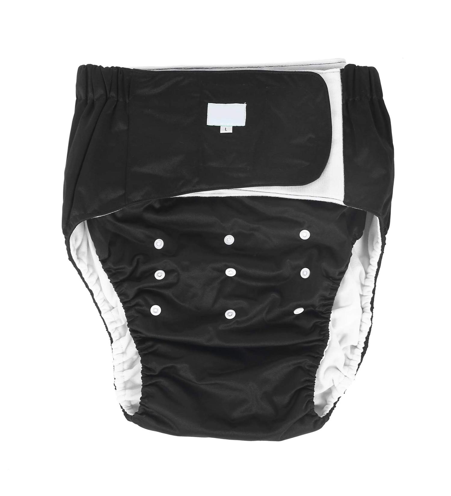 Adjustable Reusable Adult Diaper - Soft Quick-Drying & Washable for Incontinence (Black) - Buy Online on GoSupps.com