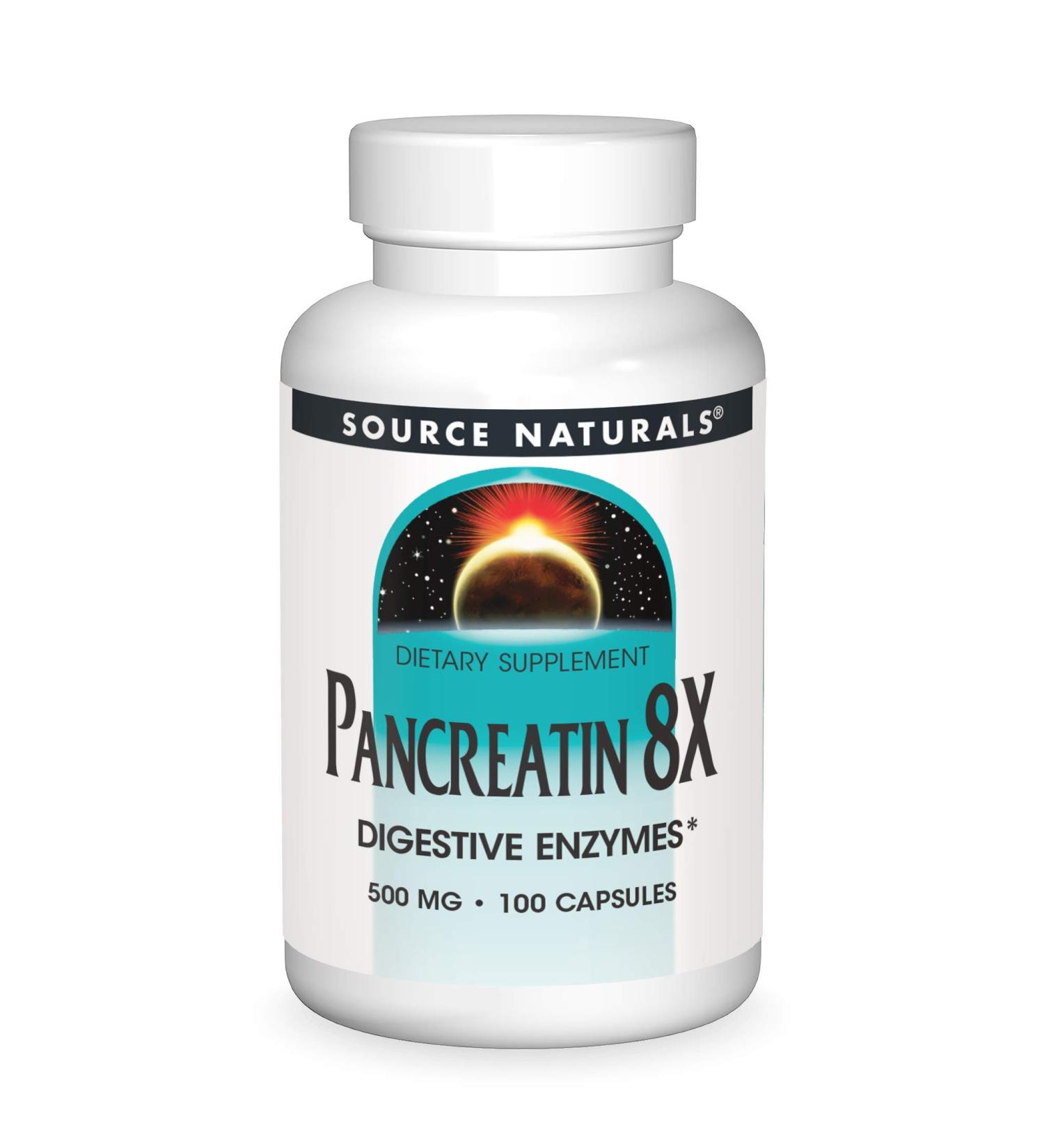 Source Naturals Pancreatin 8X 500 mg - Digestive Enzyme Support, 100 Capsules - Buy Online on GoSupps.com