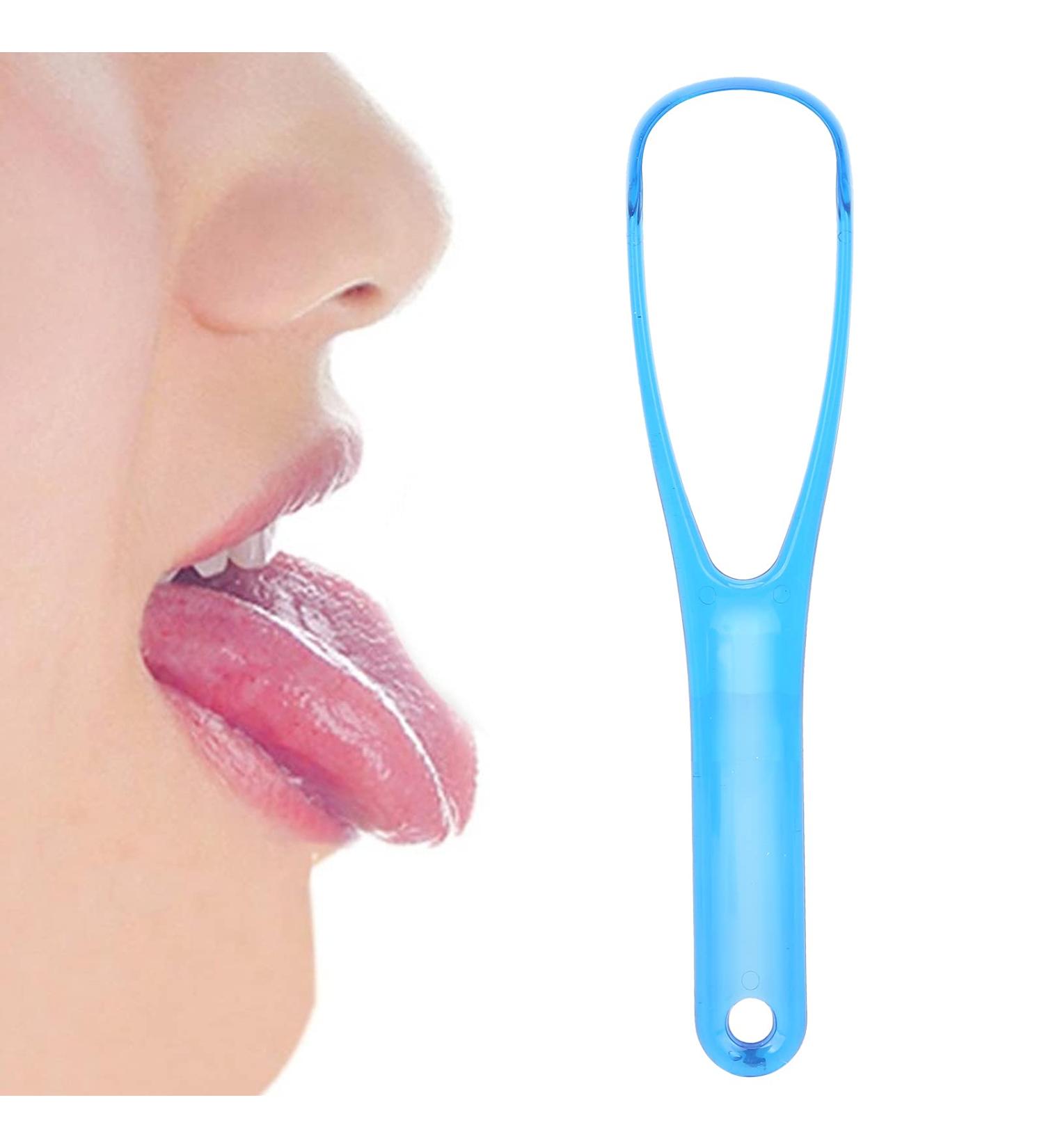 Buy Tongue Scraper & Cleaner Non-Slip Handle for Fresh Breath | Professional Tongue Brush in Blue - International Shipping Available! - Buy Online on GoSupps.com