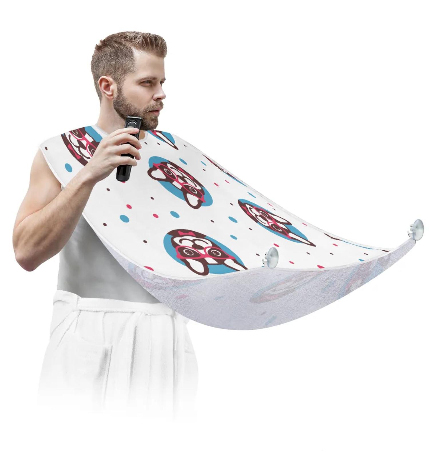 Cartoon Dog Beard Bib Apron for Men | Non-Stick Waterproof Hair Catcher | Perfect Grooming Gift with Suction Cups - Buy Online on GoSupps.com
