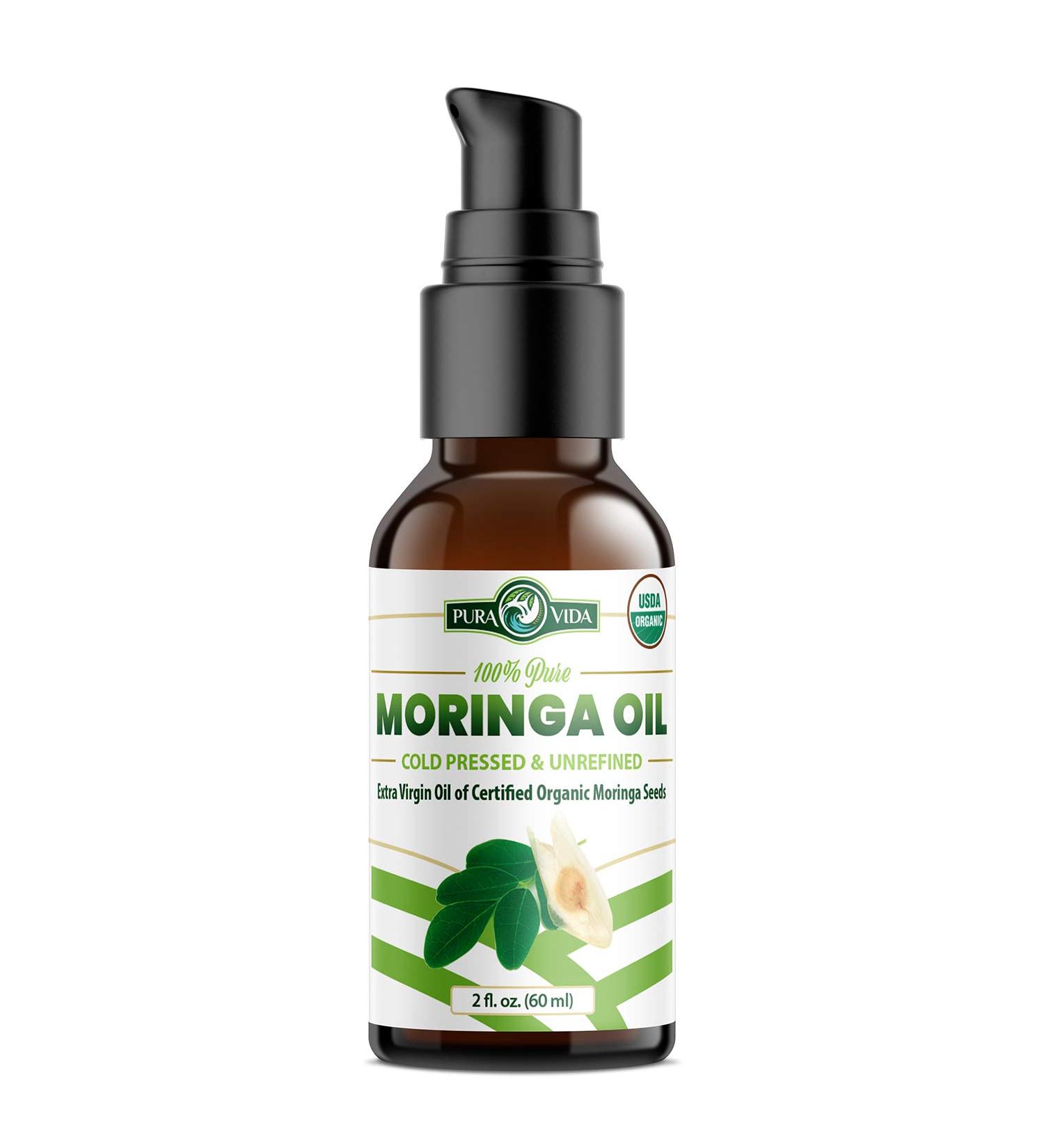 Pura Vida Moringa Organic Moringa Oil - Cold Pressed for Face, Hair, and Skin - Buy Online on GoSupps.com