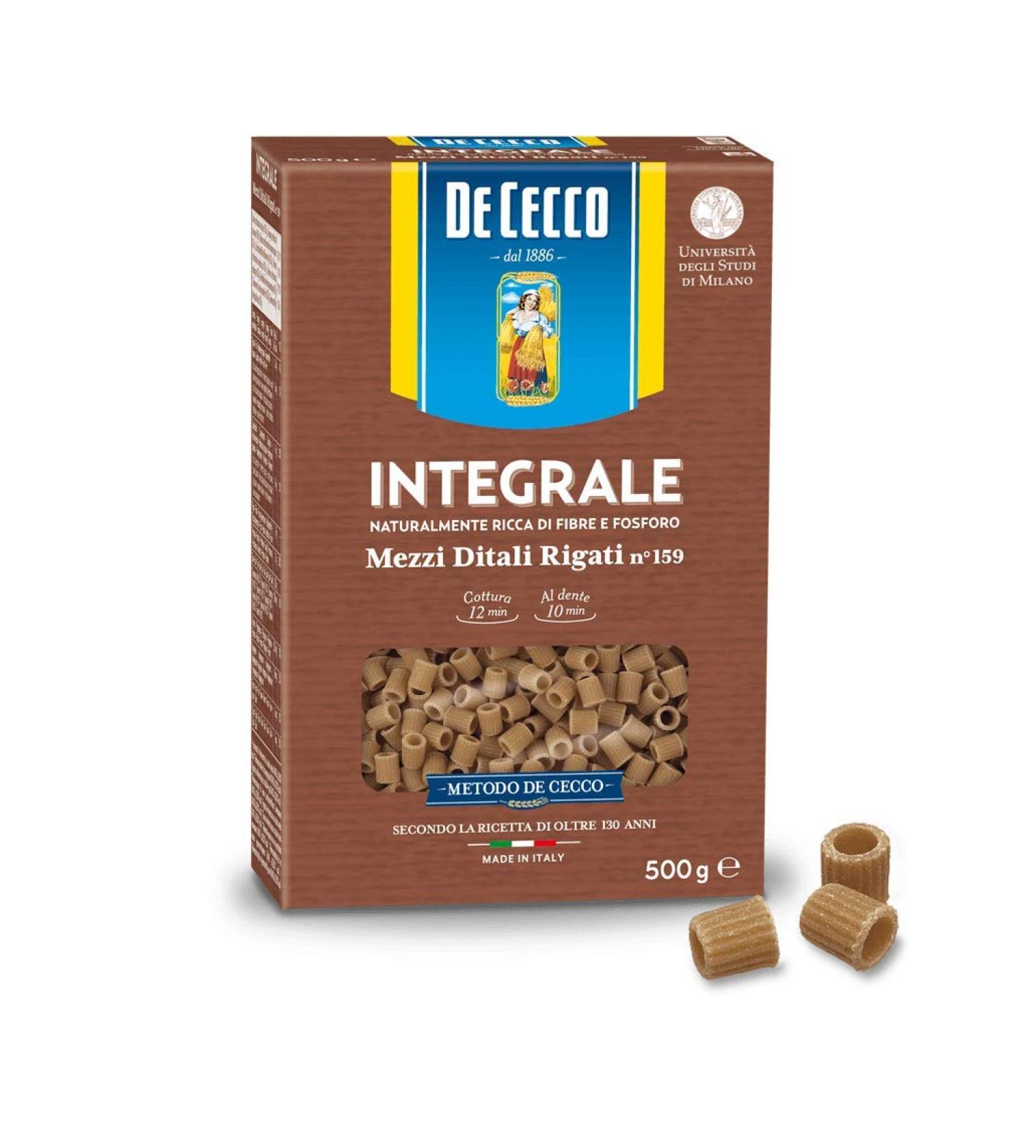 De Cecco Cecco Mezzi Ditali Rigati Integrali n 159 Italian Pack of 5 500 g